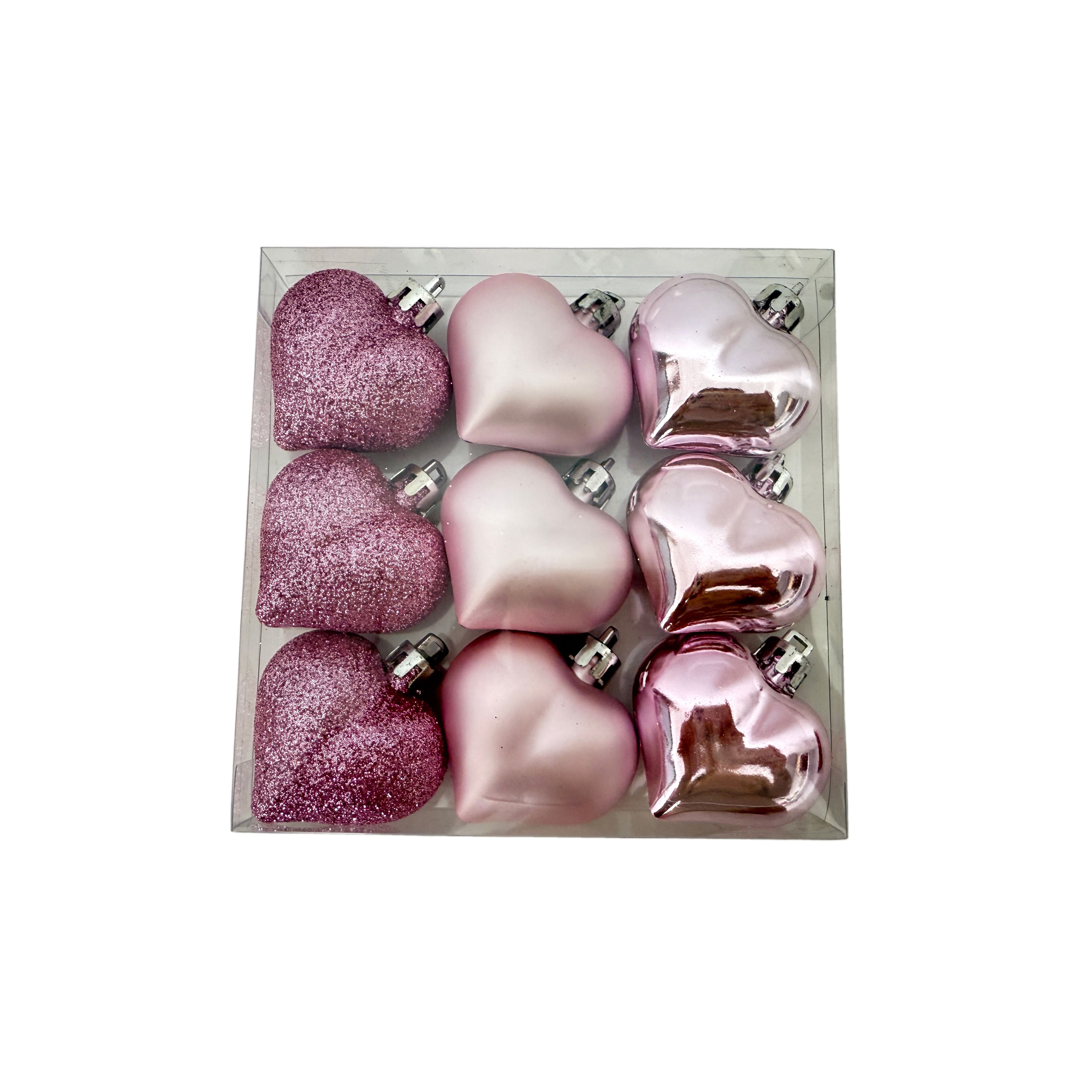 9 Pack Pink Heart Ornaments by Celebrate It™