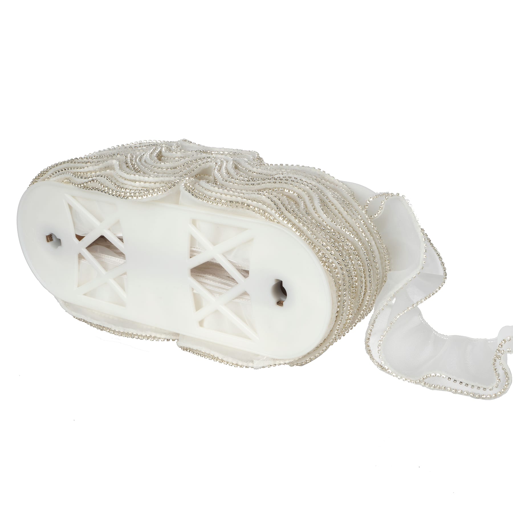 3.3&#x22; White Sheer Pleat with Rhinestone Trim by Celebrate It&#xAE;