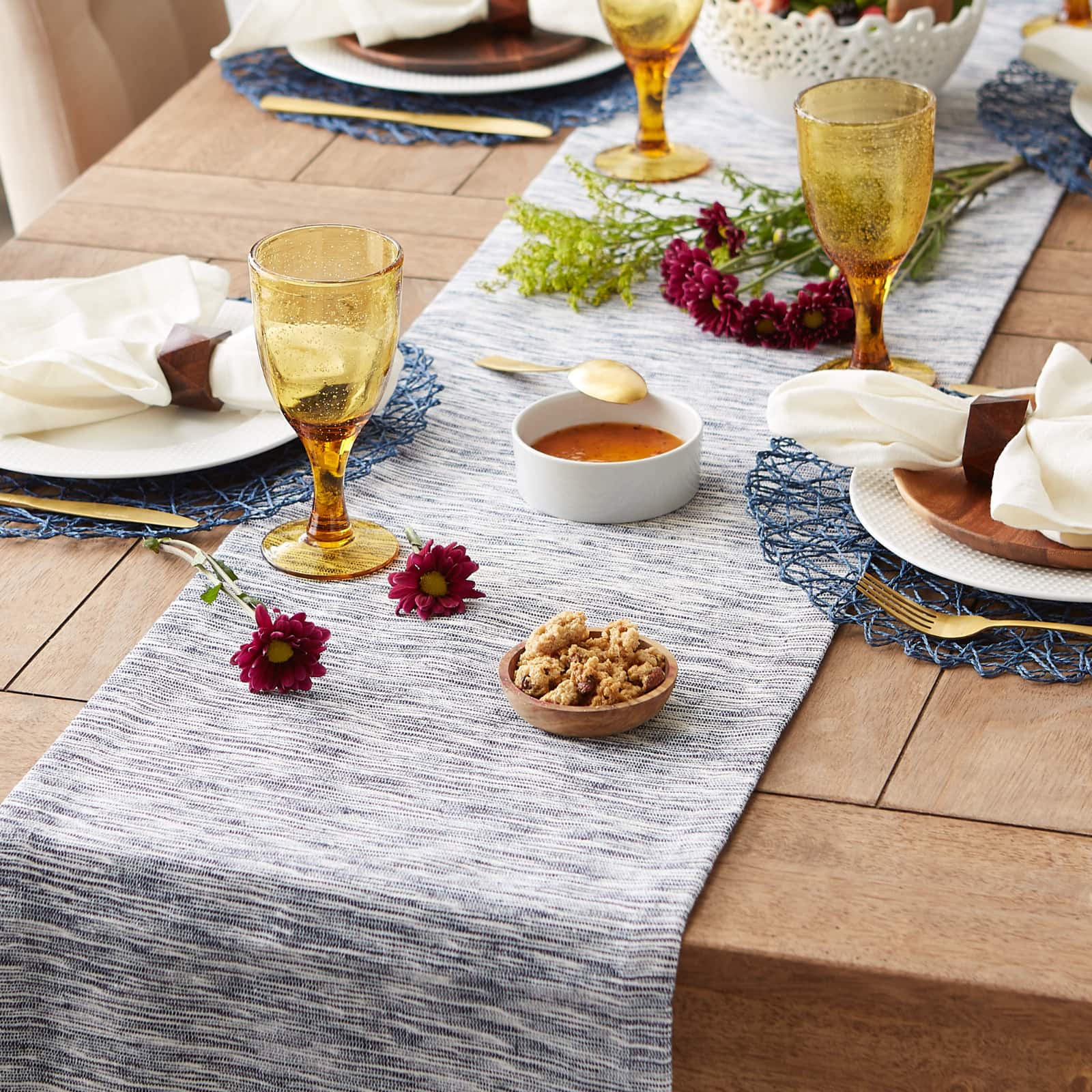 DII® 108" Tonal Recycled Cotton Slubby Rib Table Runner Table Runners