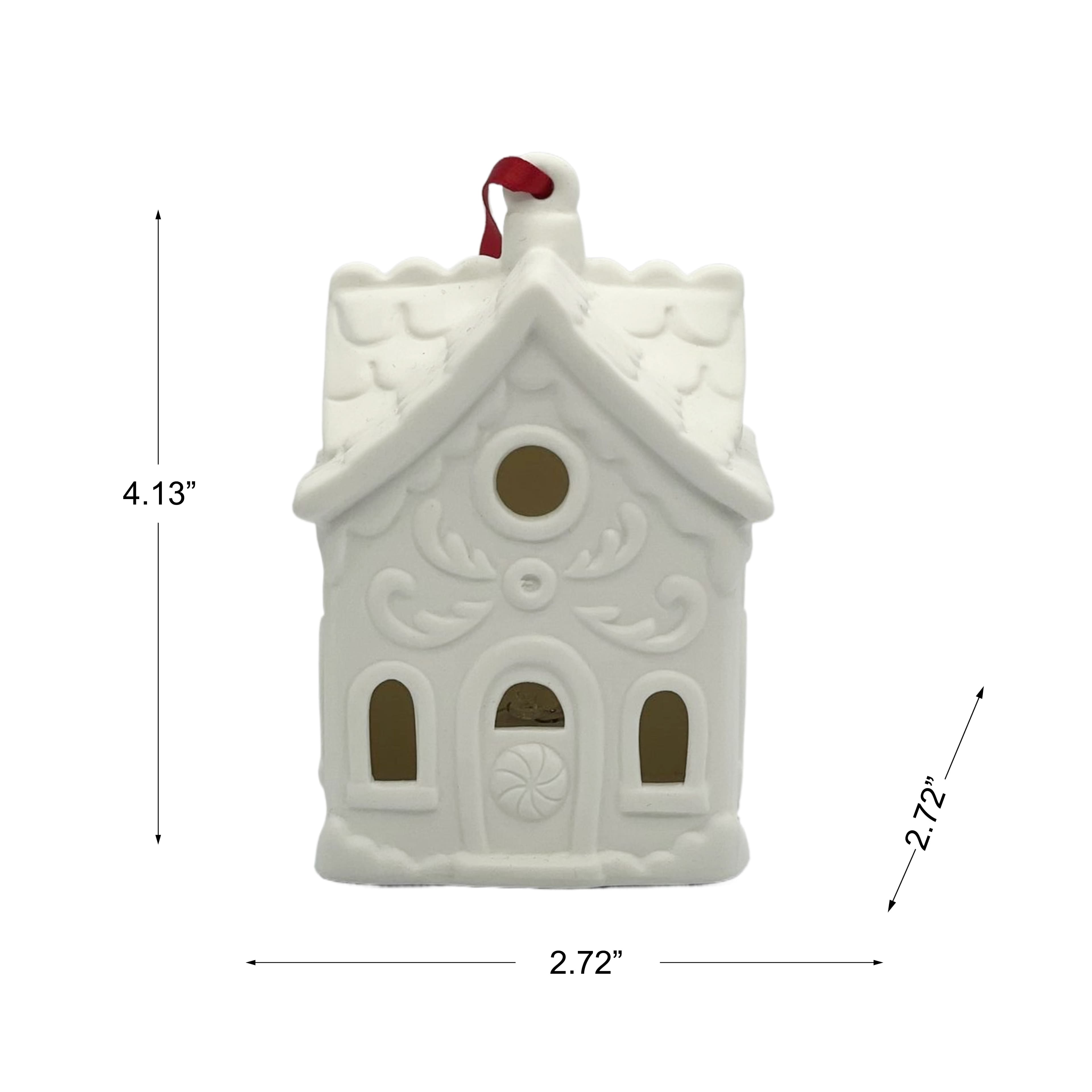 4&#x22; DIY LED Ceramic Gingerbread House Ornament by Make Market&#xAE;