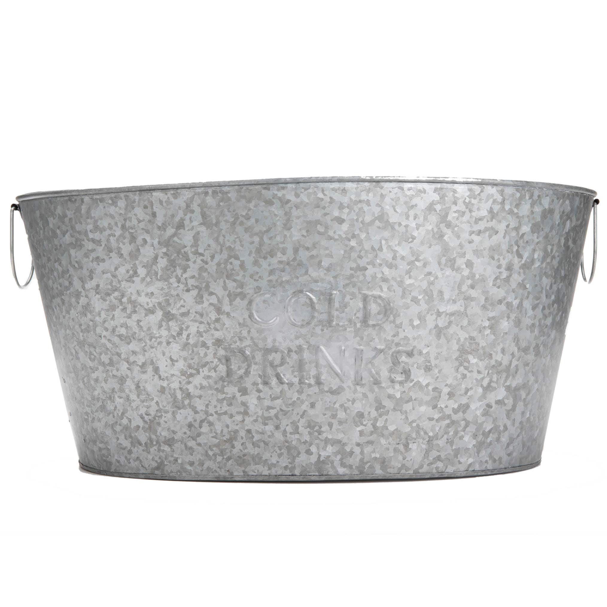 Mind Reader 12'' Large Round Galvanized Steel Beverage Tub with Handles