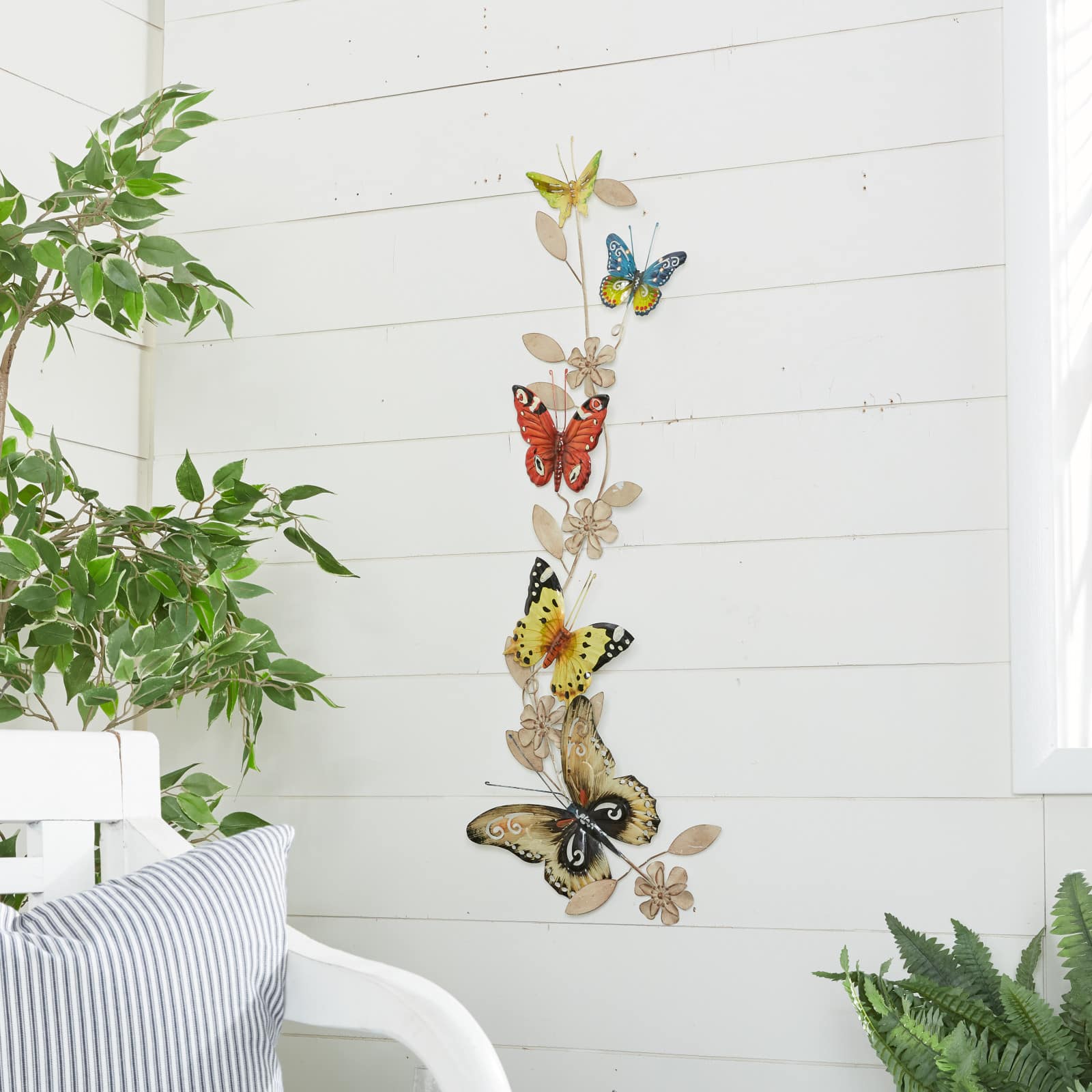 Multi Colored Butterfly Metal Outdoor Wall Accent