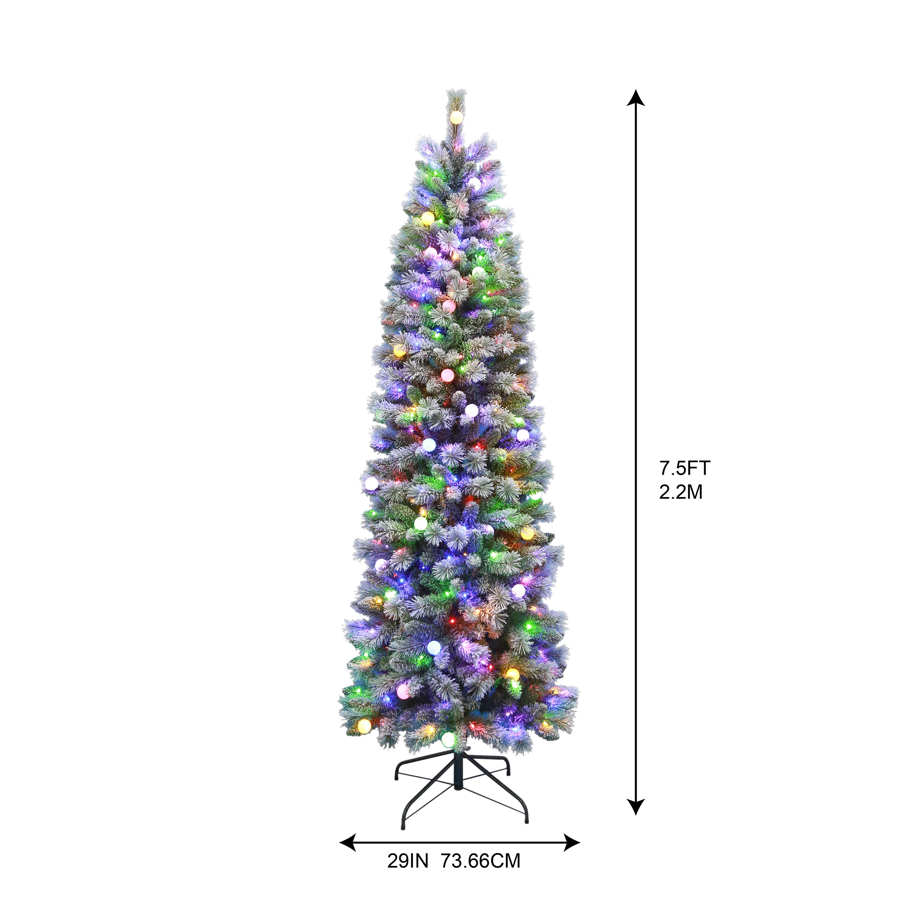 7.5ft. Pre-Lit Flocked Glacier Fir Artificial Christmas Tree, Dual Color LED Lights with G40 Bulbs by Ashland&#xAE;