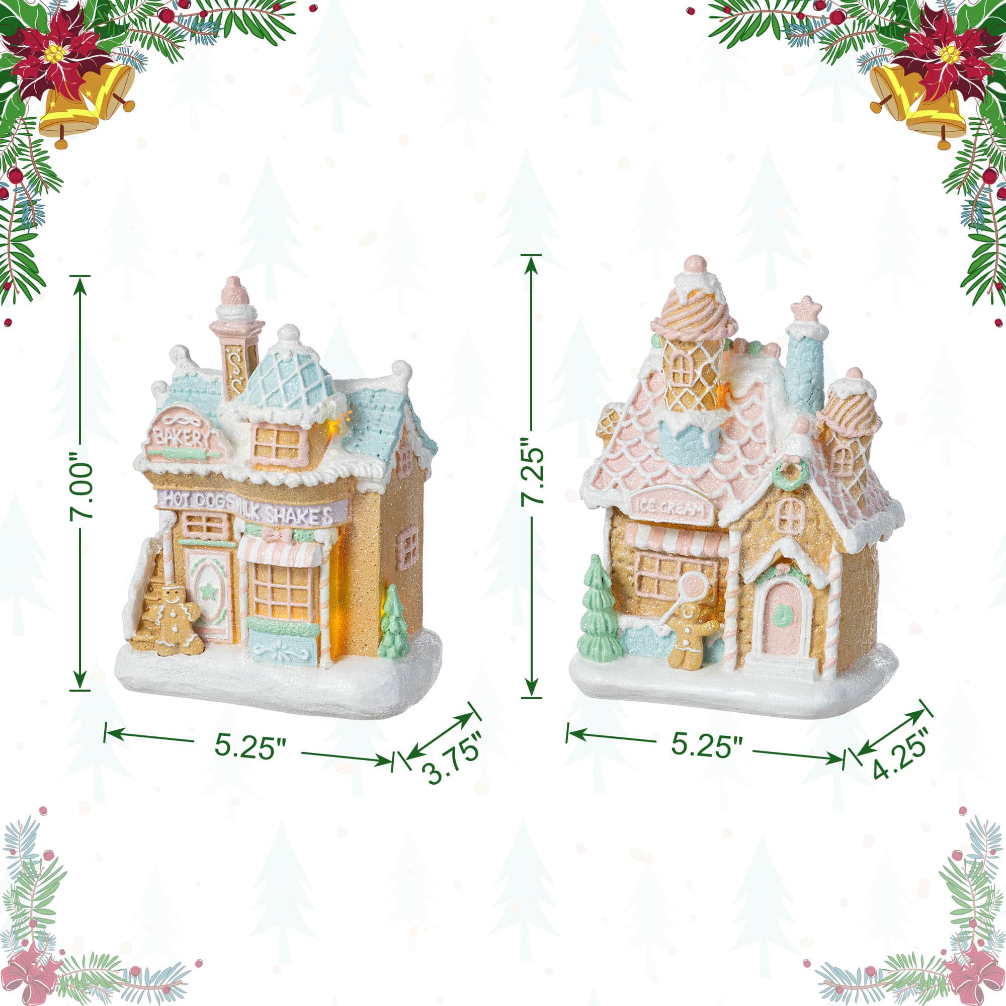Glitzhome&#xAE; 7&#x22; Christmas Macaron Resin Village Table Decor Set
