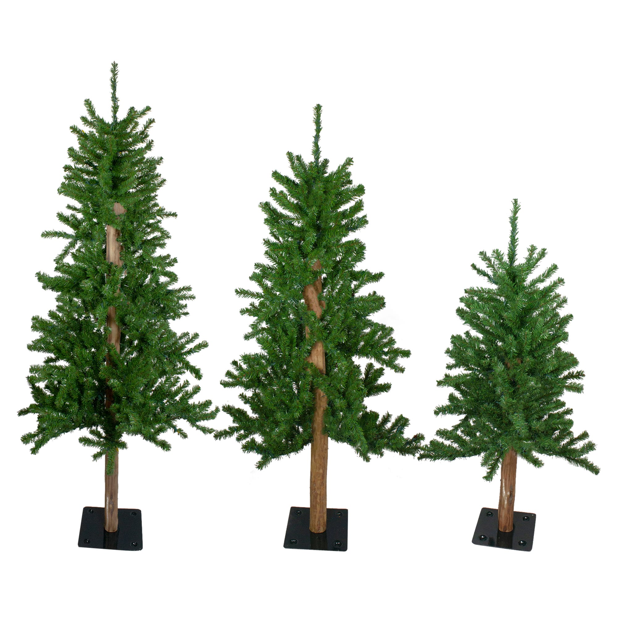 3 Pack Unlit Alpine Artificial Christmas Tree Set