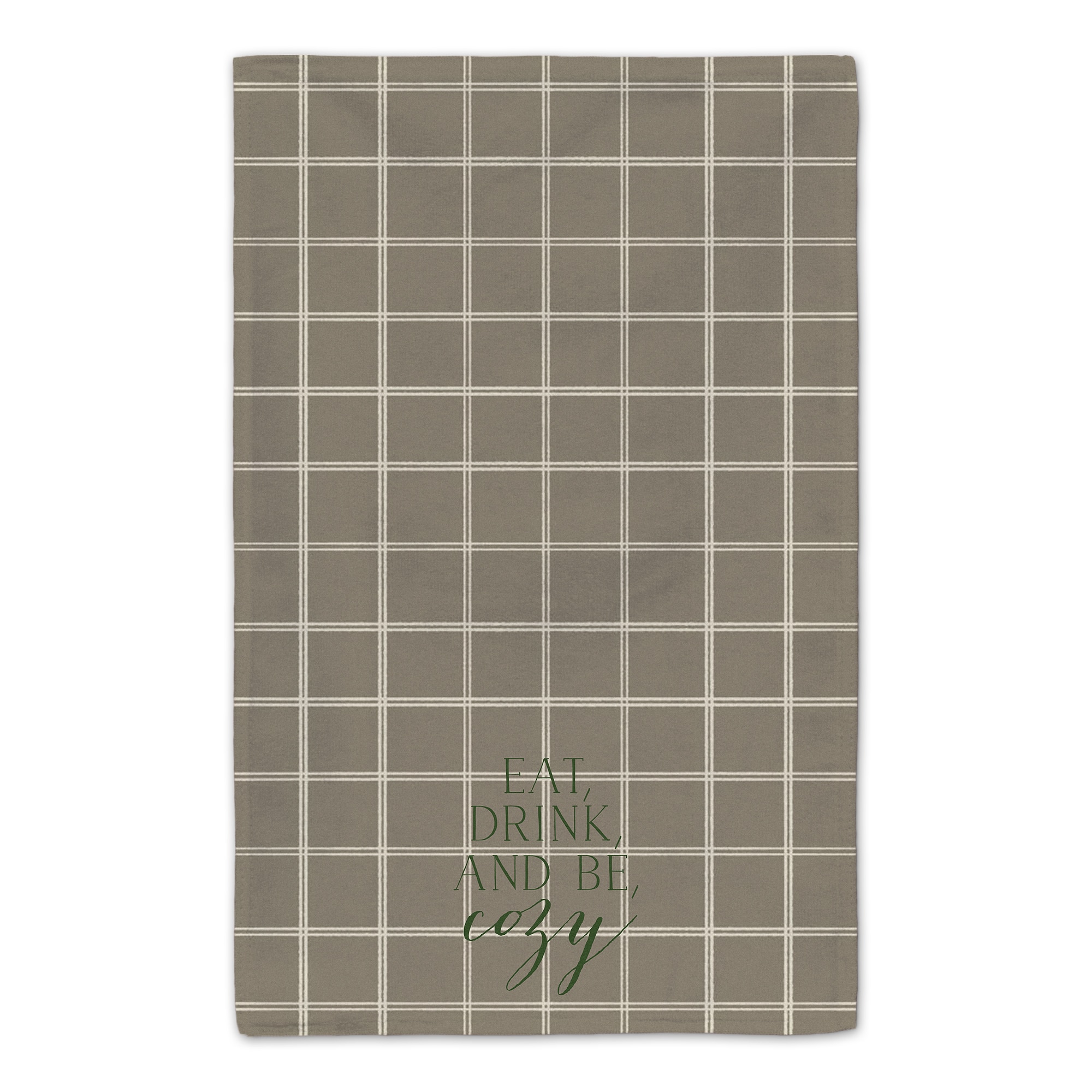 Be Cozy Taupe and White Check Tea Towel - Set of 2