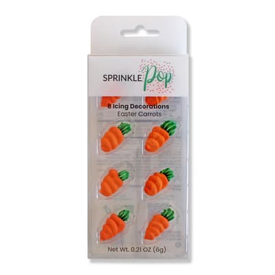 Sprinkle Pop Easter Carrot Icing Decorations, 8ct.