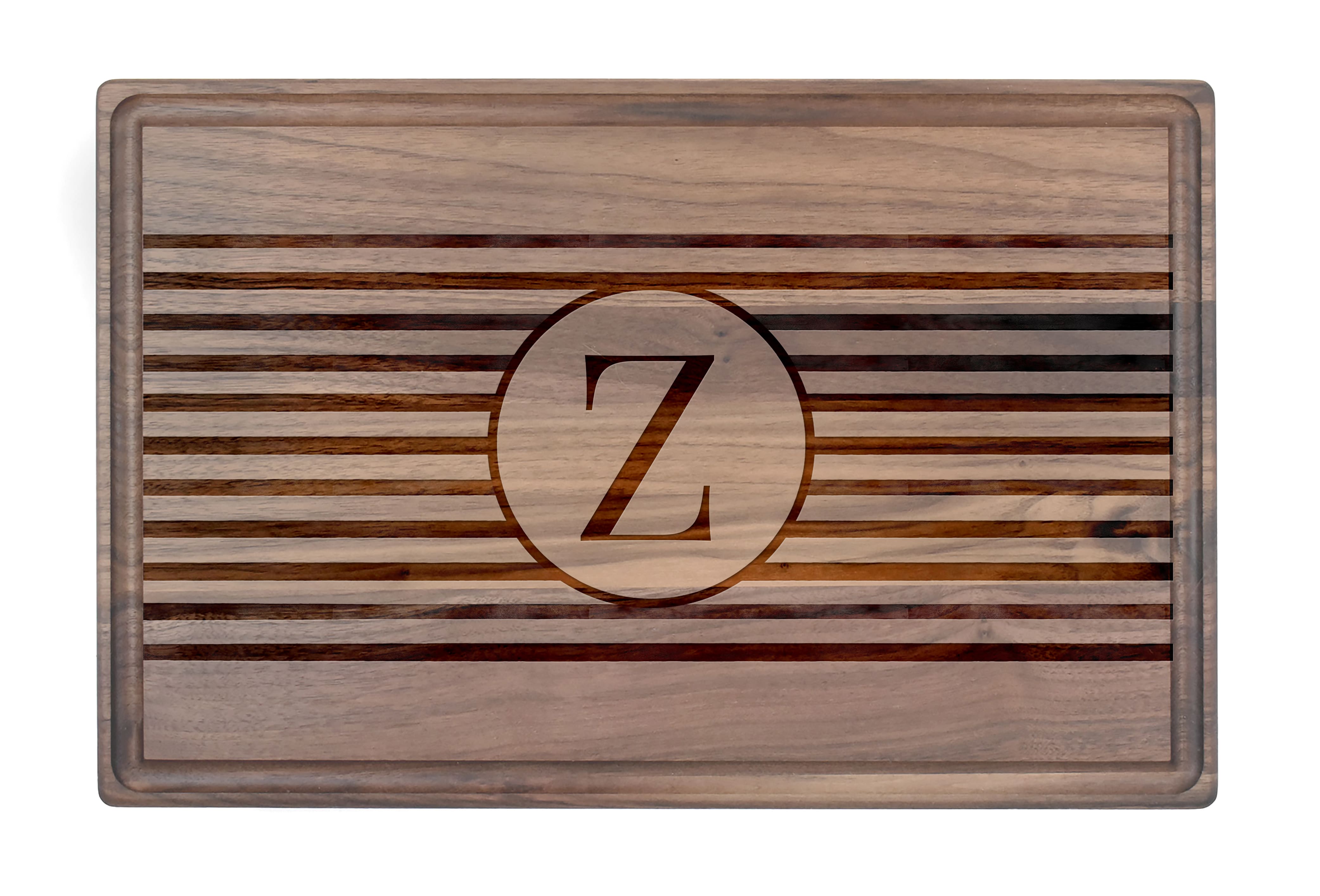 Stripe Monogram Walnut Cutting Board