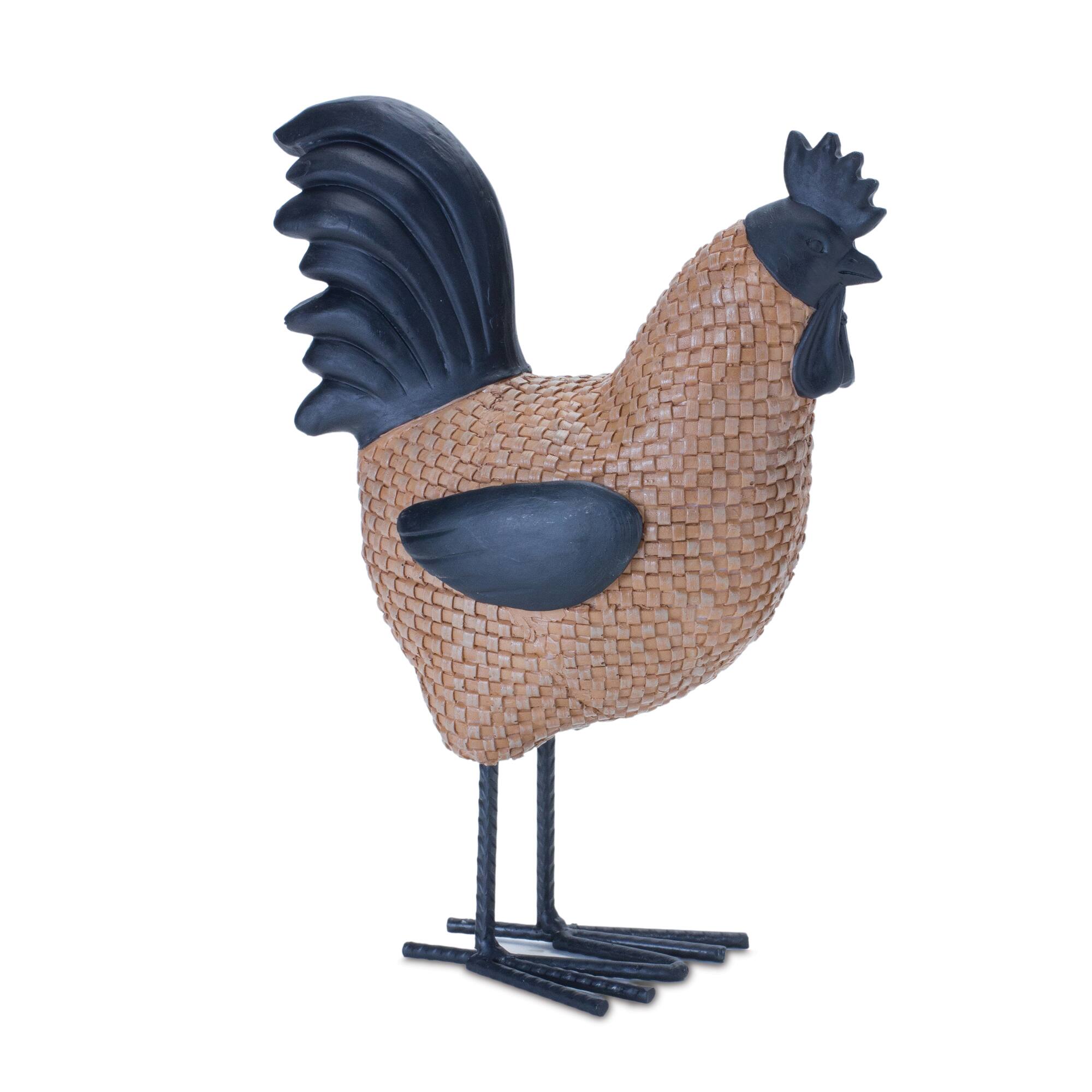 9&#x22; Wicker Hen &#x26; Rooster D&#xE9;cor Set