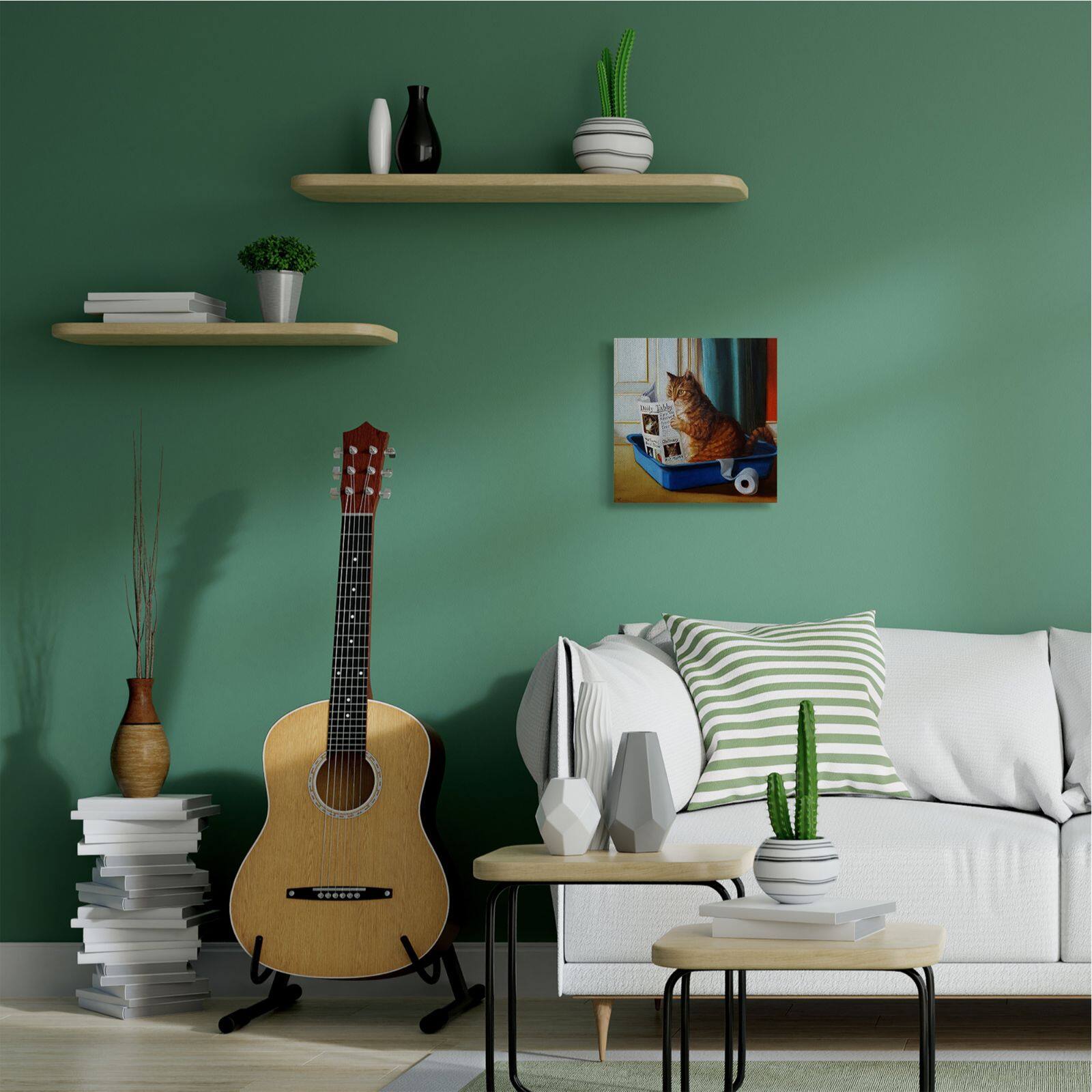 Stupell Industries Cat Reading Newspaper Wall Art