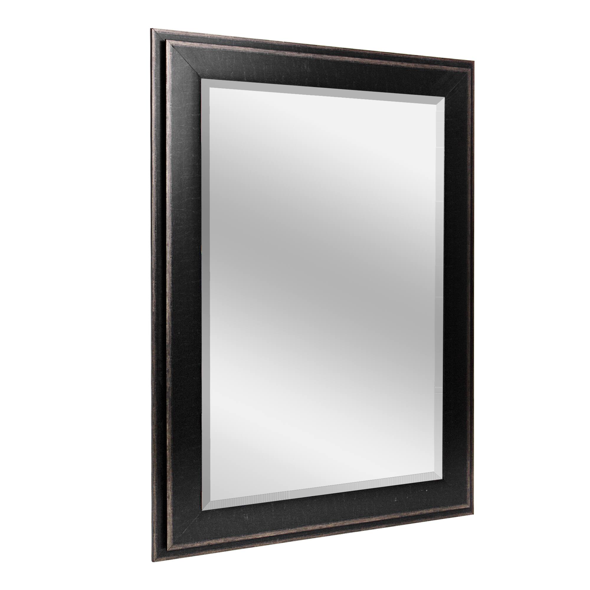Head West Distressed Black Two-Step Beveled Glass Framed Mirror