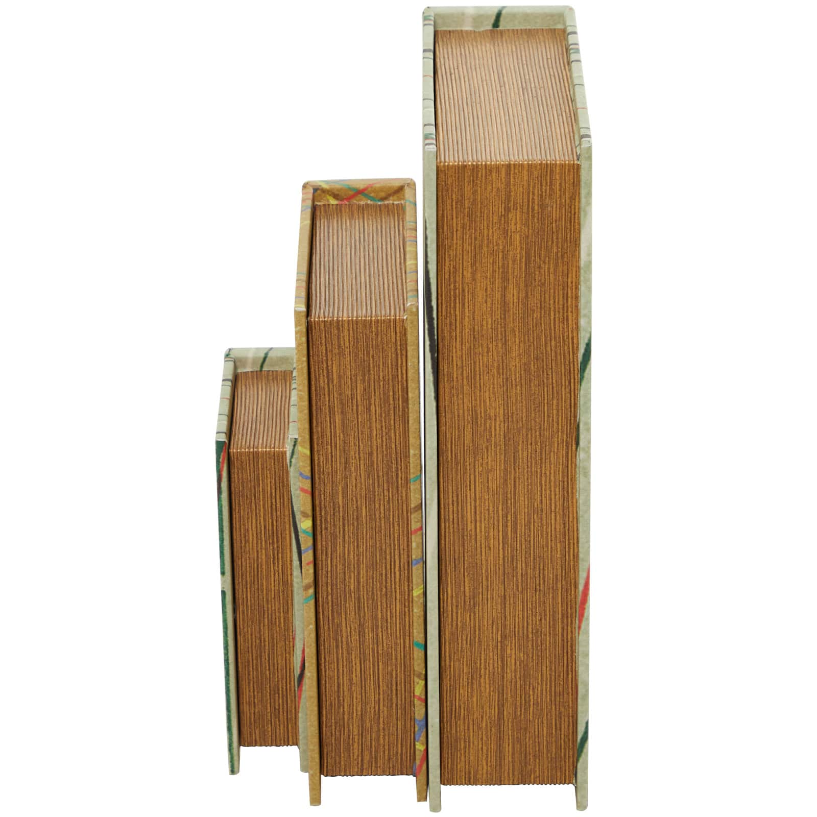 Line Print Faux Leather Faux Book Box with Varying Patterns Set