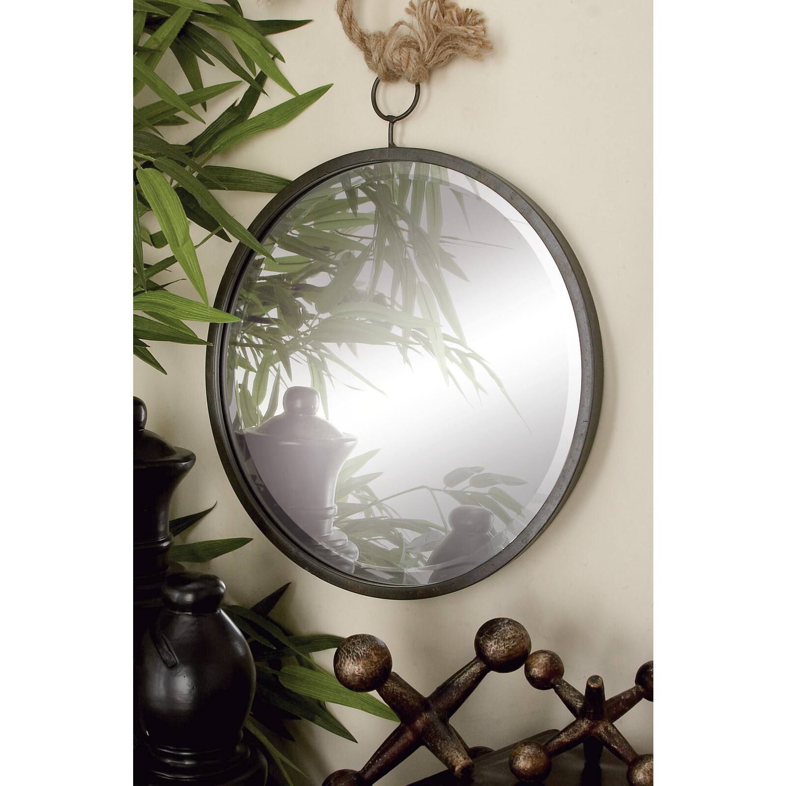 Dark Gray Metal Wall Mirror Set of 3 20", 13", 10"