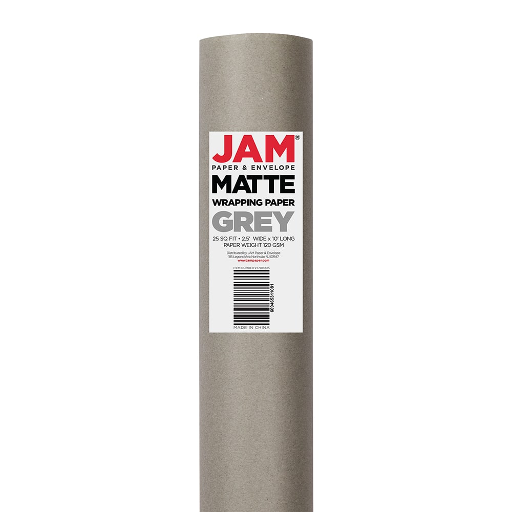 Jam Matte Gift Wrapping Paper, 25 Sq ft, Slate Grey, 2/Pack
