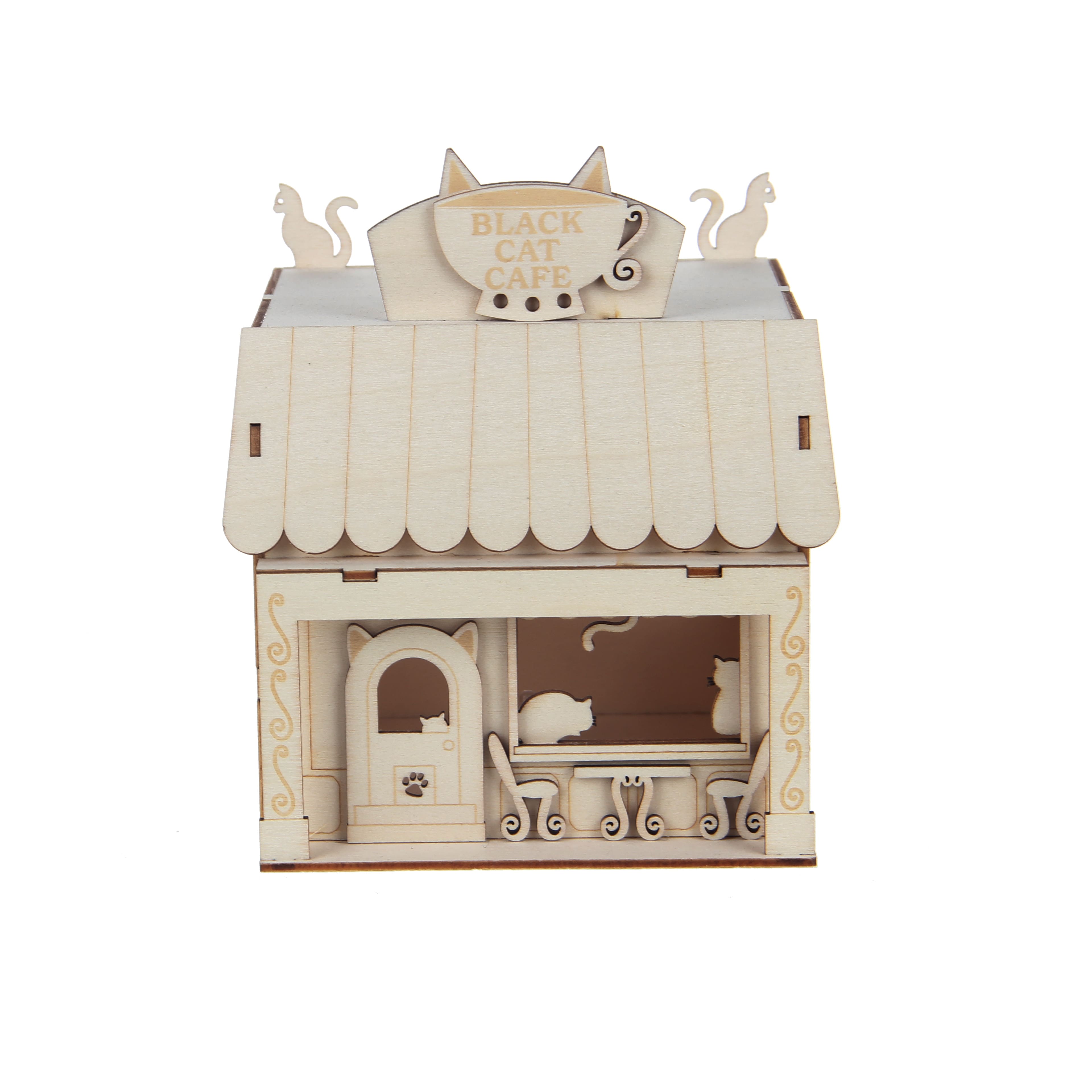 6.75" DIY Village Cat Cafe LED Wood Décor by Make Market®