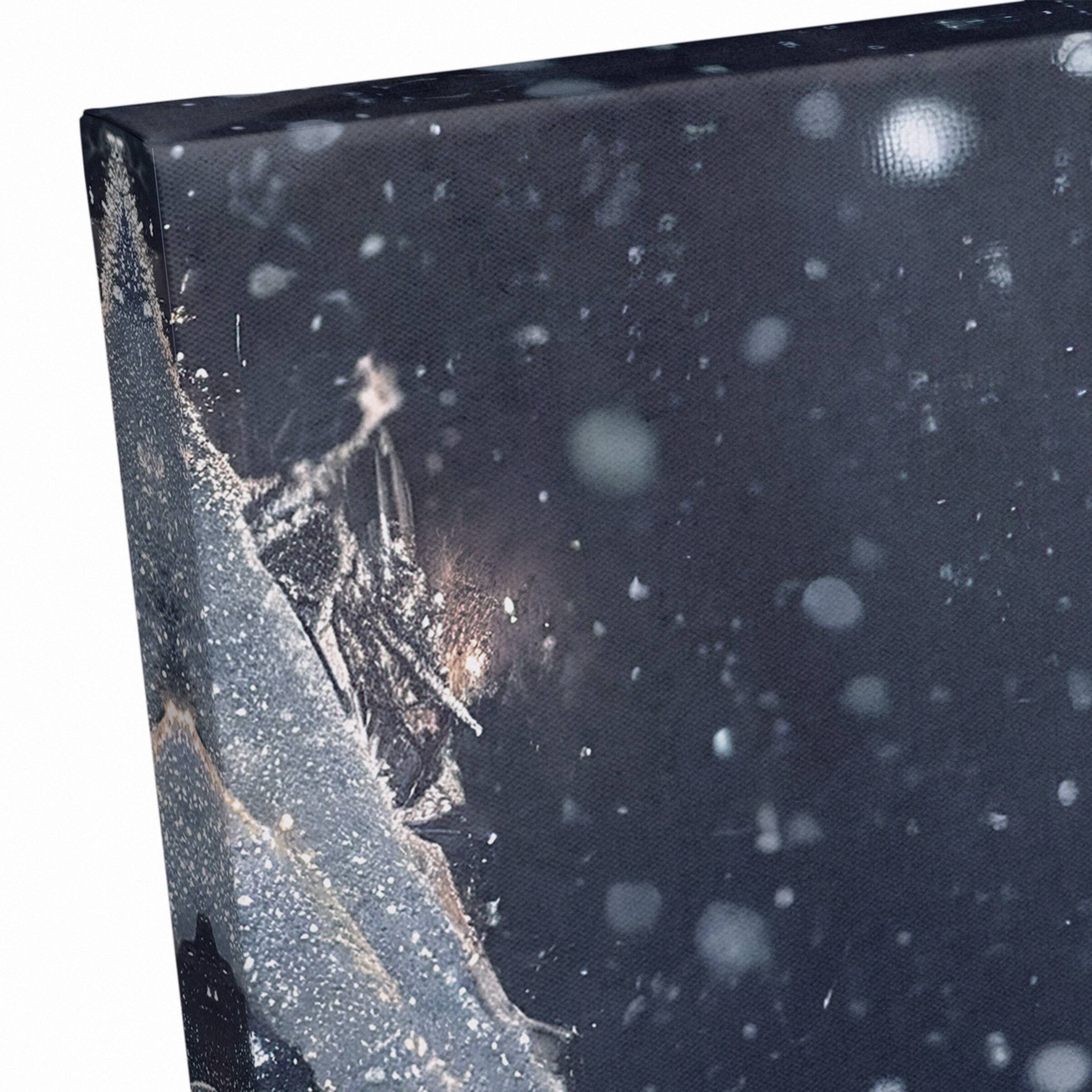 Snowy Christmas Village Canvas Wall Art