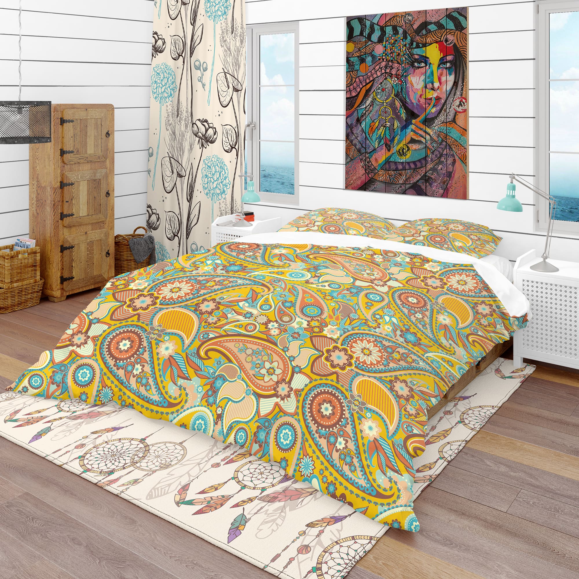 Designart &#x27;Pattern Paisley&#x27; Vintage Bedding Set - Duvet Cover &#x26; Shams