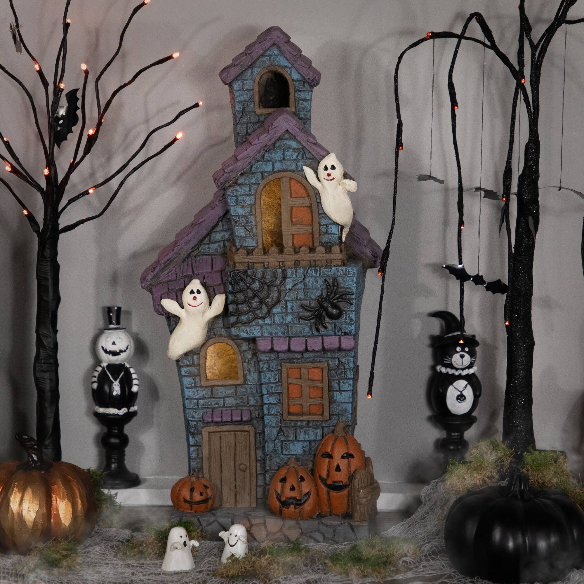23" LED Haunted House with Ghosts Halloween Decoration