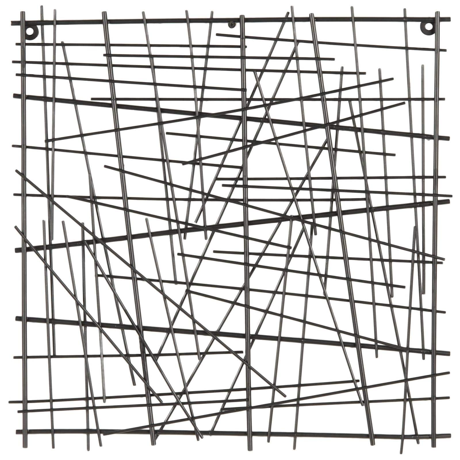 20" X 20" Black Metal Abstract Overlapping Sticks Home Wall Décor
