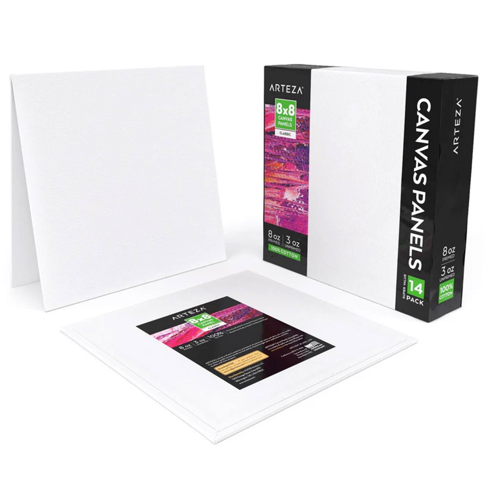 Arteza&#xAE; 8&#x22; x 8&#x22; White Canvas Panels, 14ct.