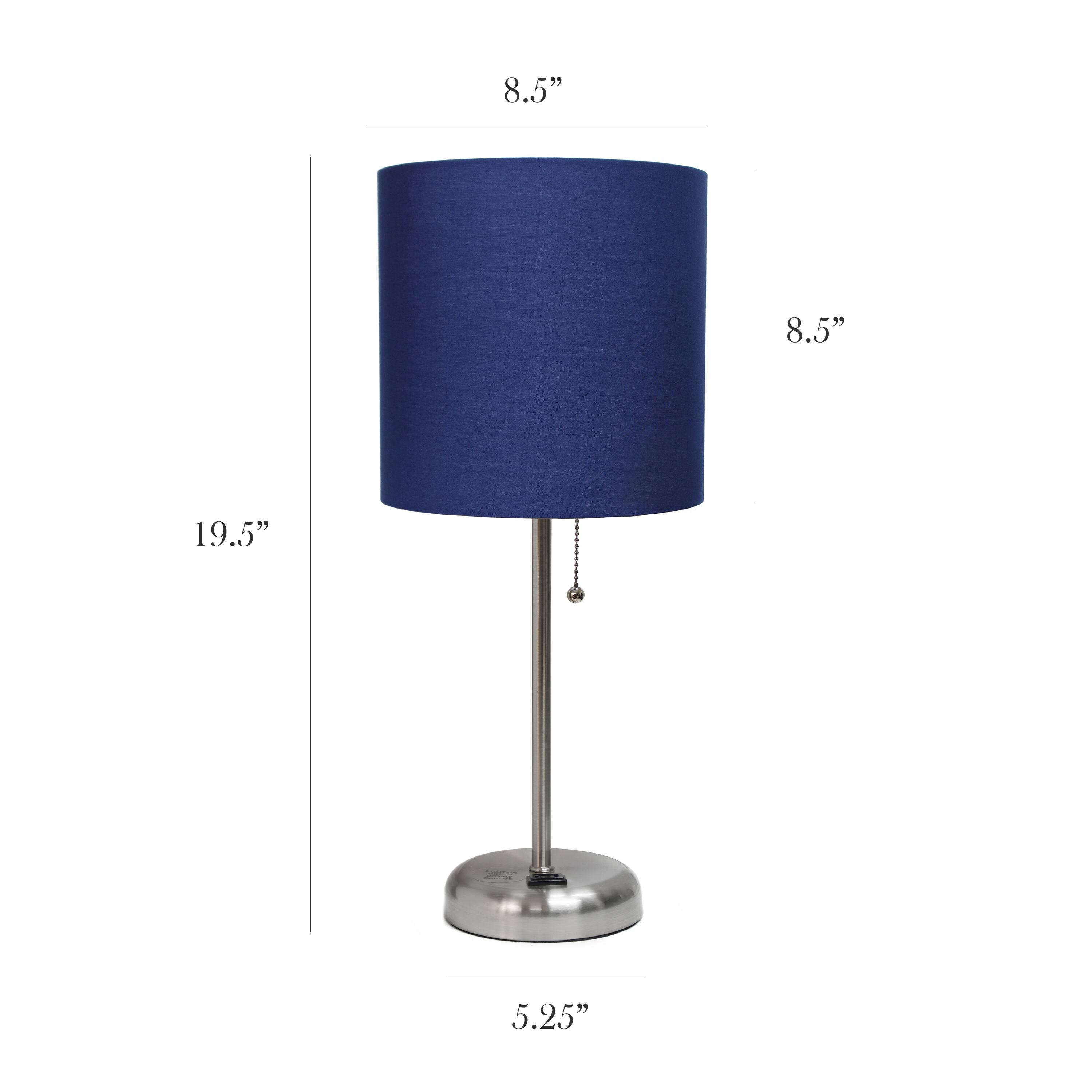 LimeLights 19.5&#x22; Brushed Steel Base Lamps with Charging Outlets, 2ct.
