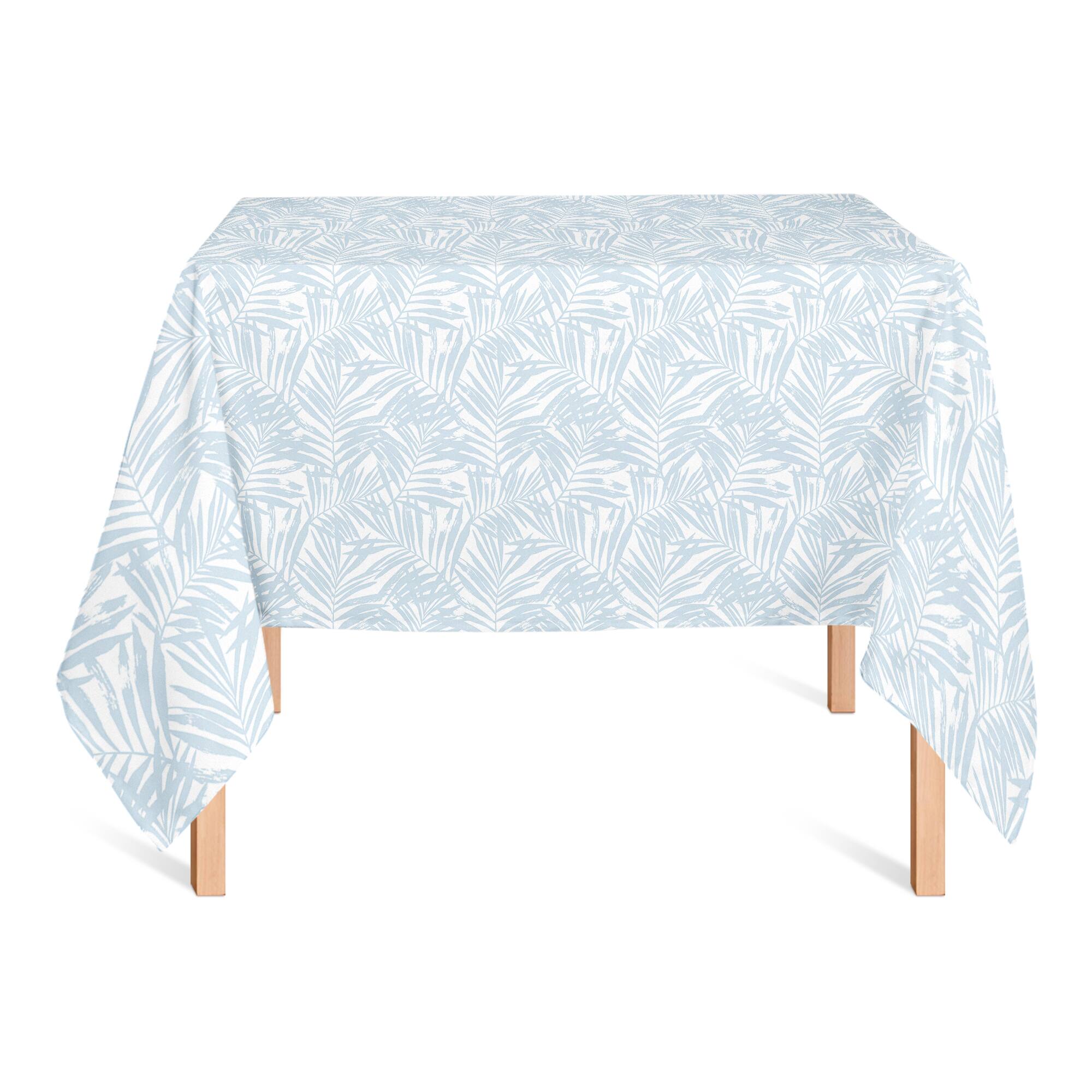 58&#x22; Blue Palm Leaf Pattern Tablecloth