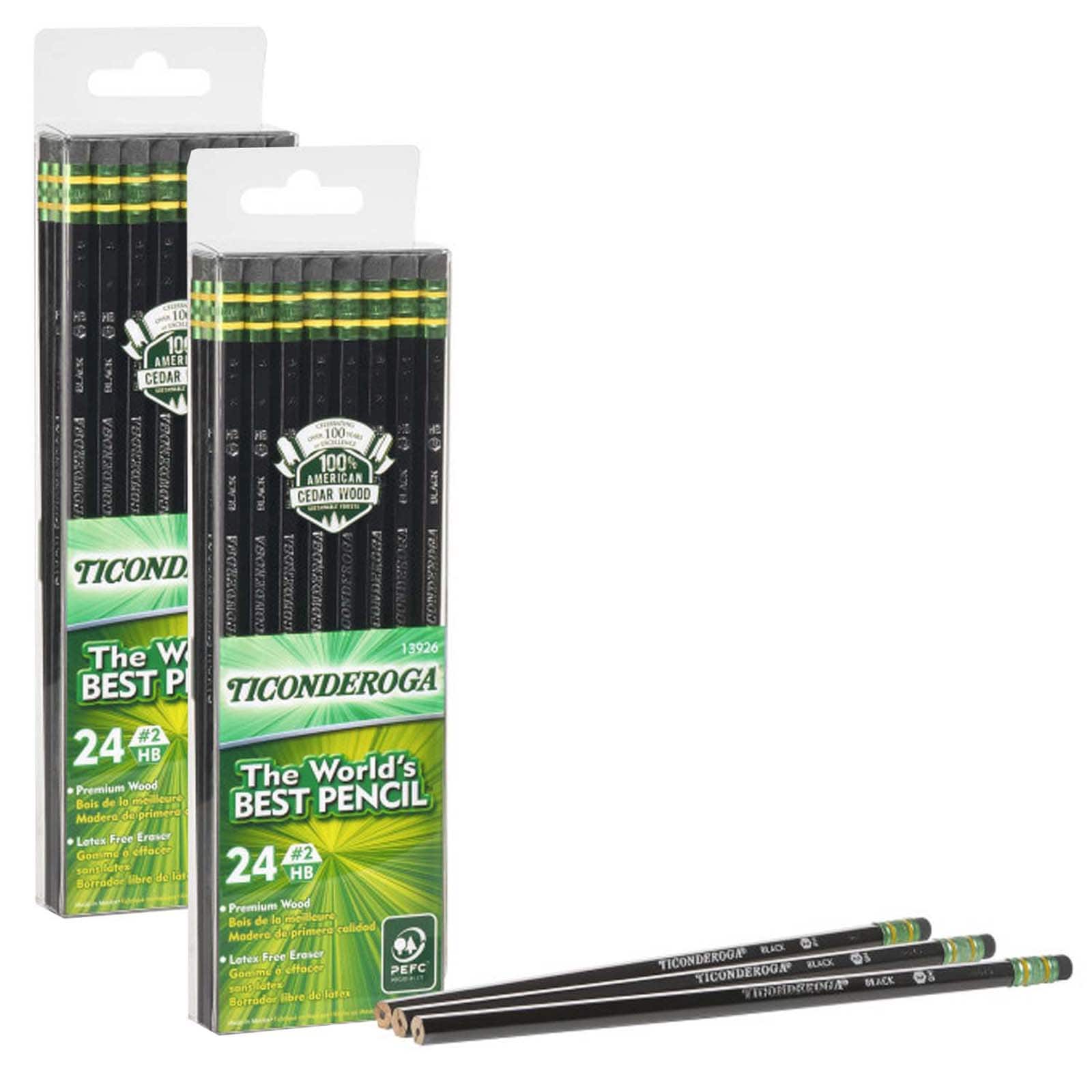 Ticonderoga&#xAE; #2 Soft Black Unsharpened Pencils, 2 Packs of 24