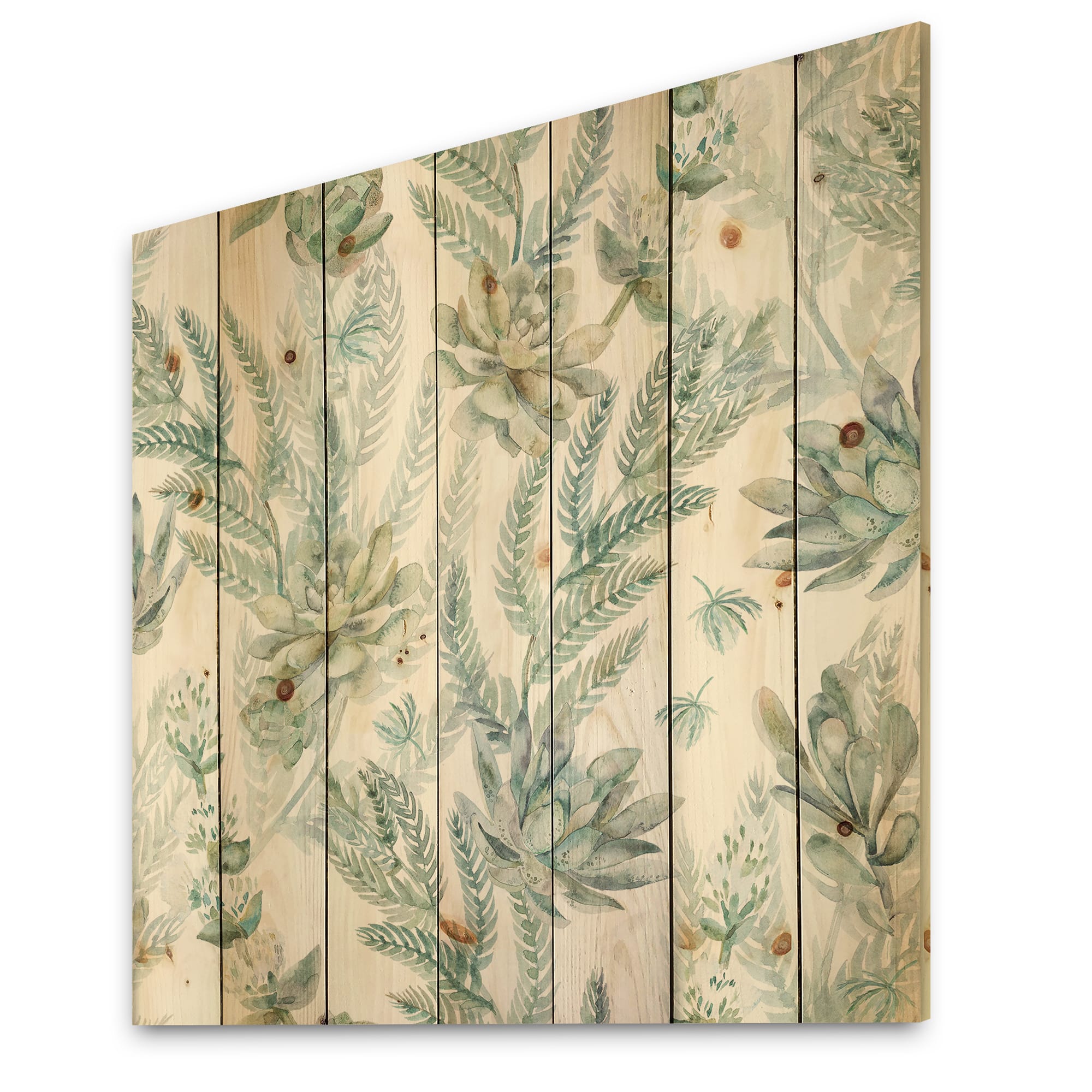 Designart - Floral Seamless Pattern Succulents Ferns Thorns