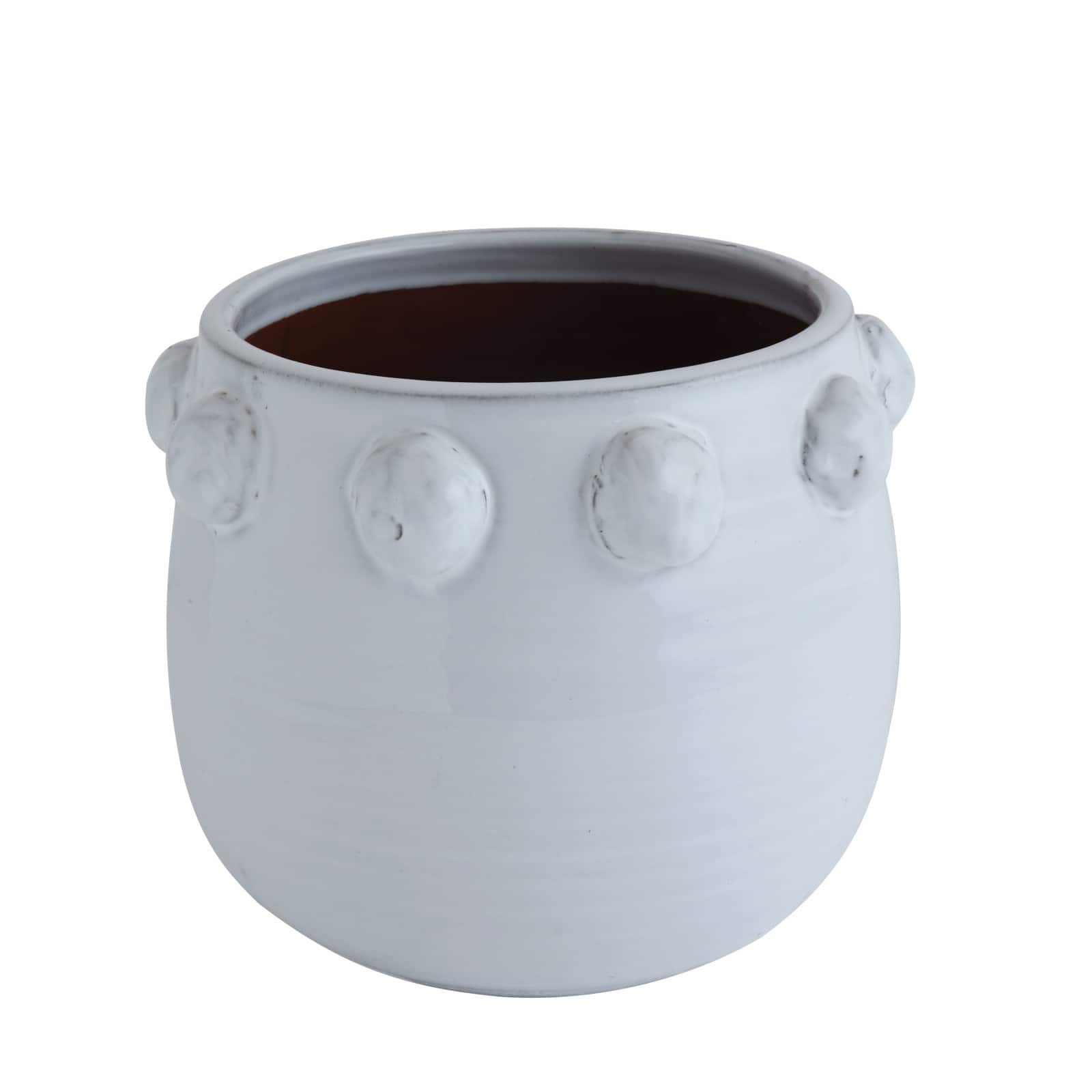 Hello Honey&#xAE; 9&#x22; White Bubble Design Top Terracotta Planter