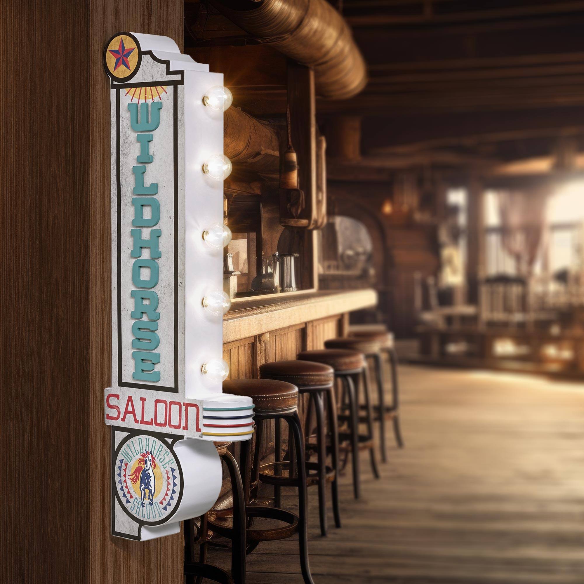 American Art Decor Wildhorse Saloon LED Marquee Sign - 30.1" H x 9.5" L