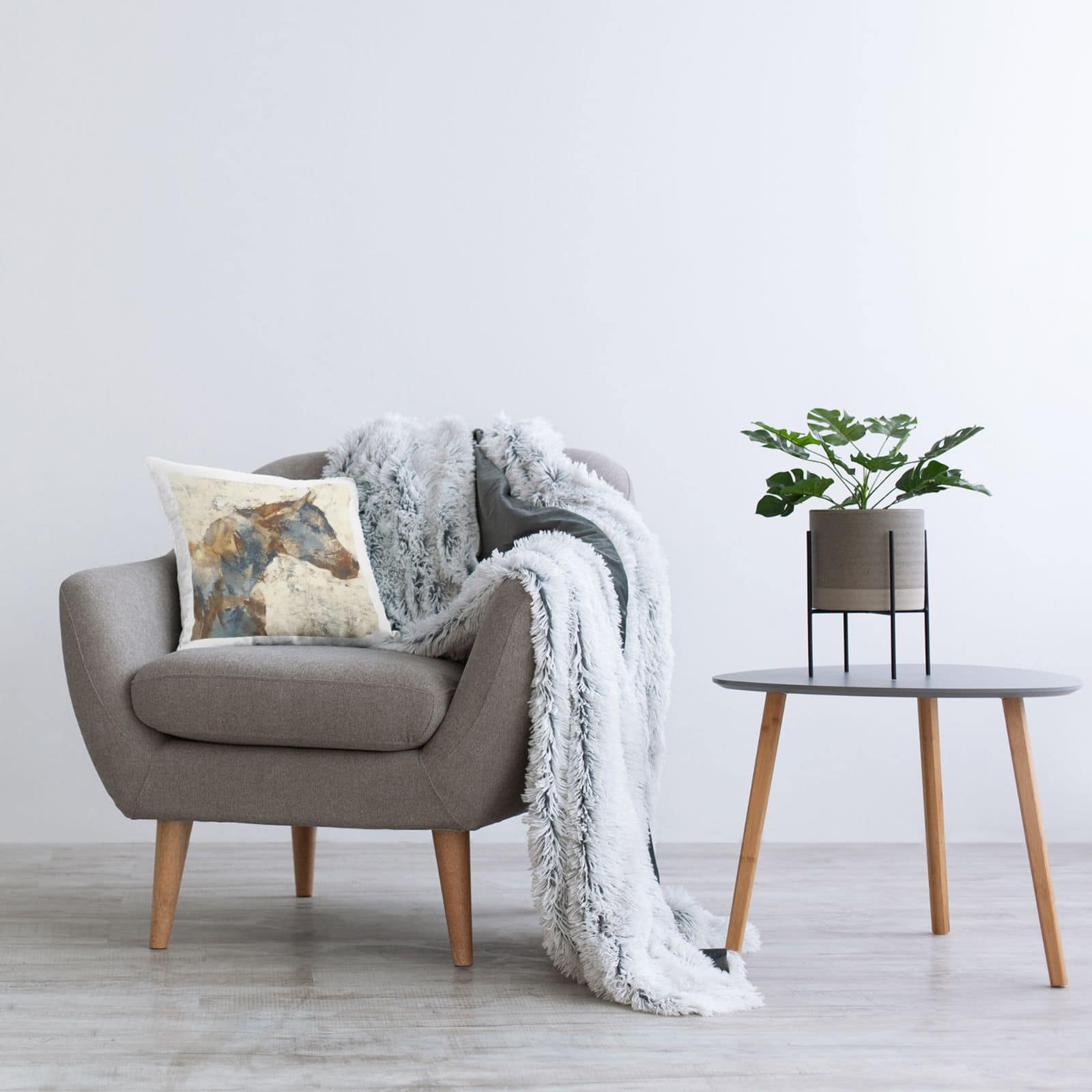 Stupell Industries Abstract Farm Horse Rural Rustic Animal Portrait Throw Pillow, 18" x 18"