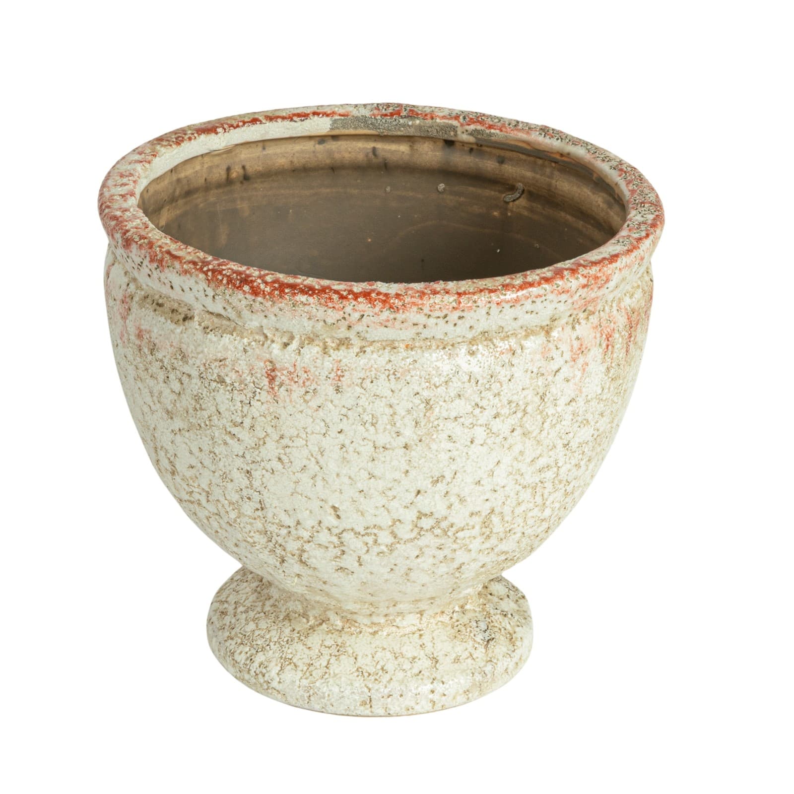 Hello Honey® 8" Round Distressed Terra Cotta Footed Planter