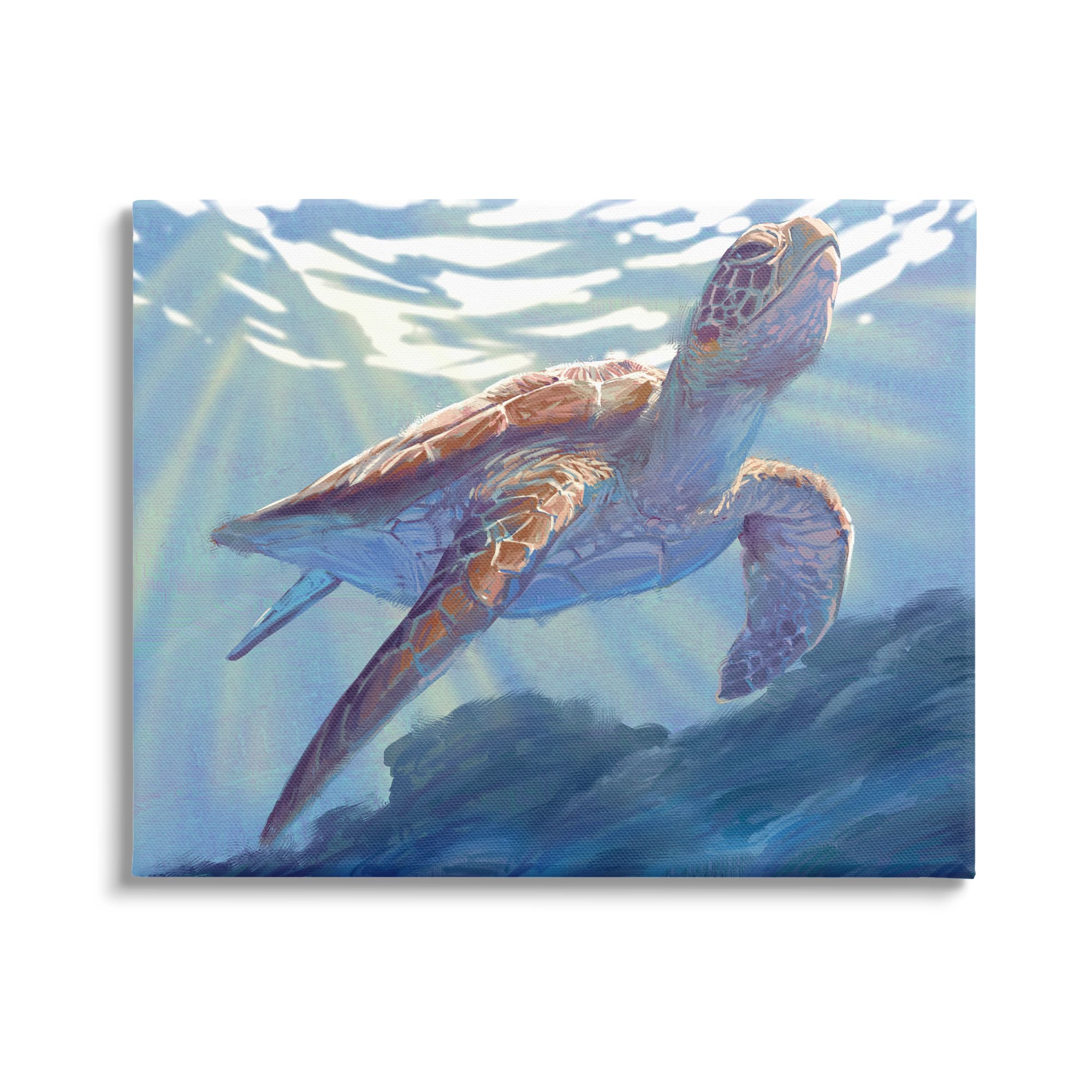 Stupell Industries Deep Ocean Sea Turtle Canvas Wall Art