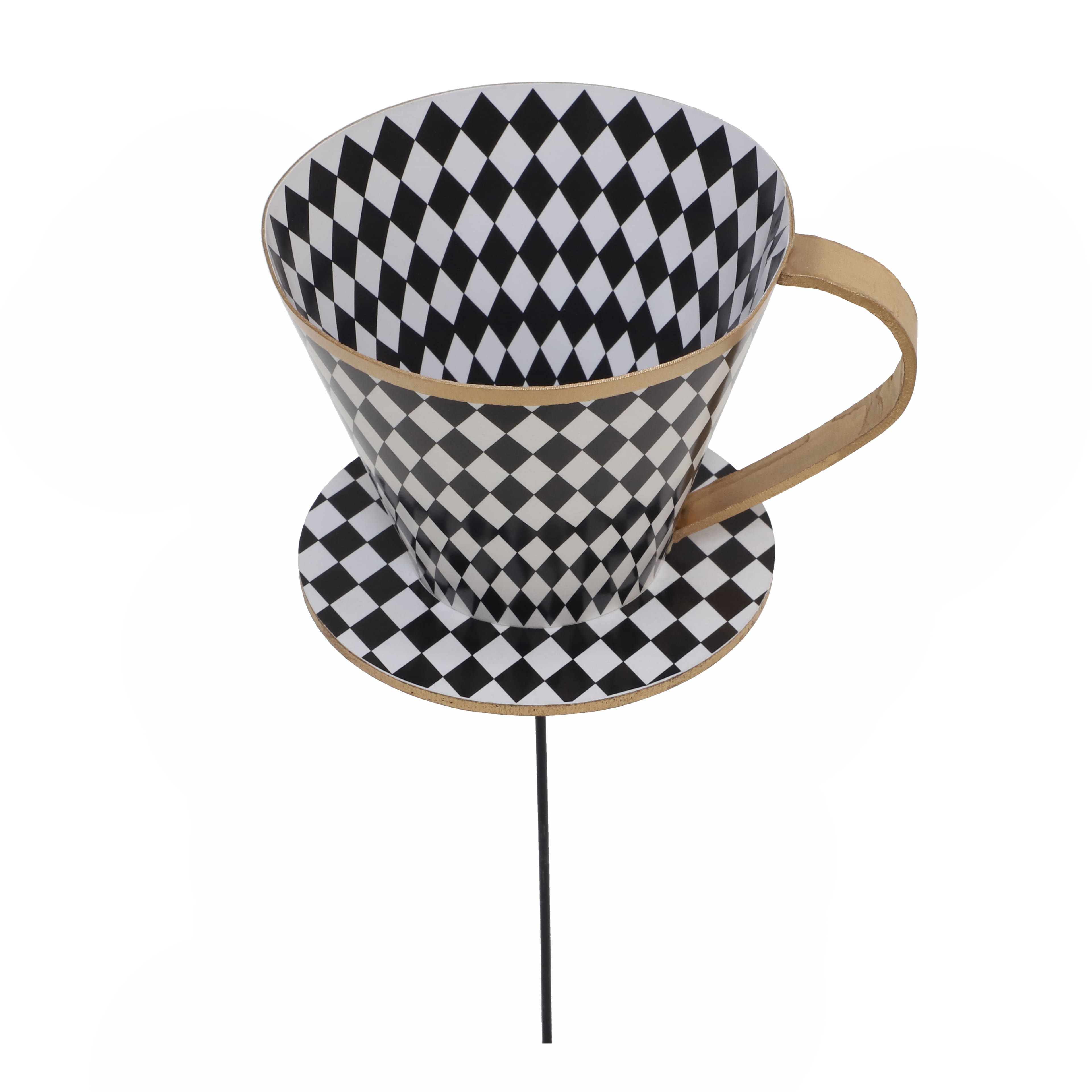 8.75&#x22; White &#x26; Black Checkered Teacup Pick by Ashland&#xAE;