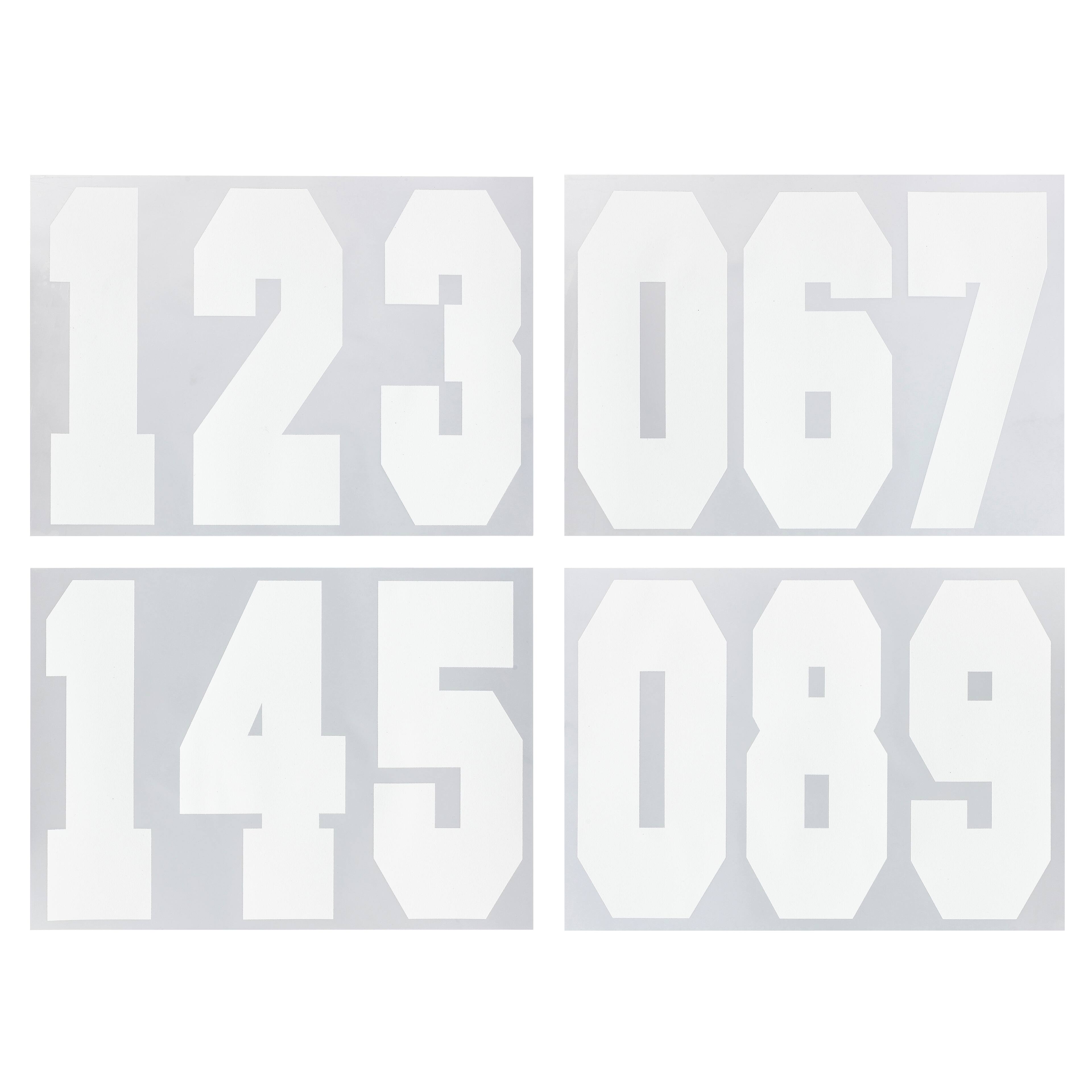 12 Packs: 12 ct. (144 total) 8" Iron-On White Numbers by Imagin8®