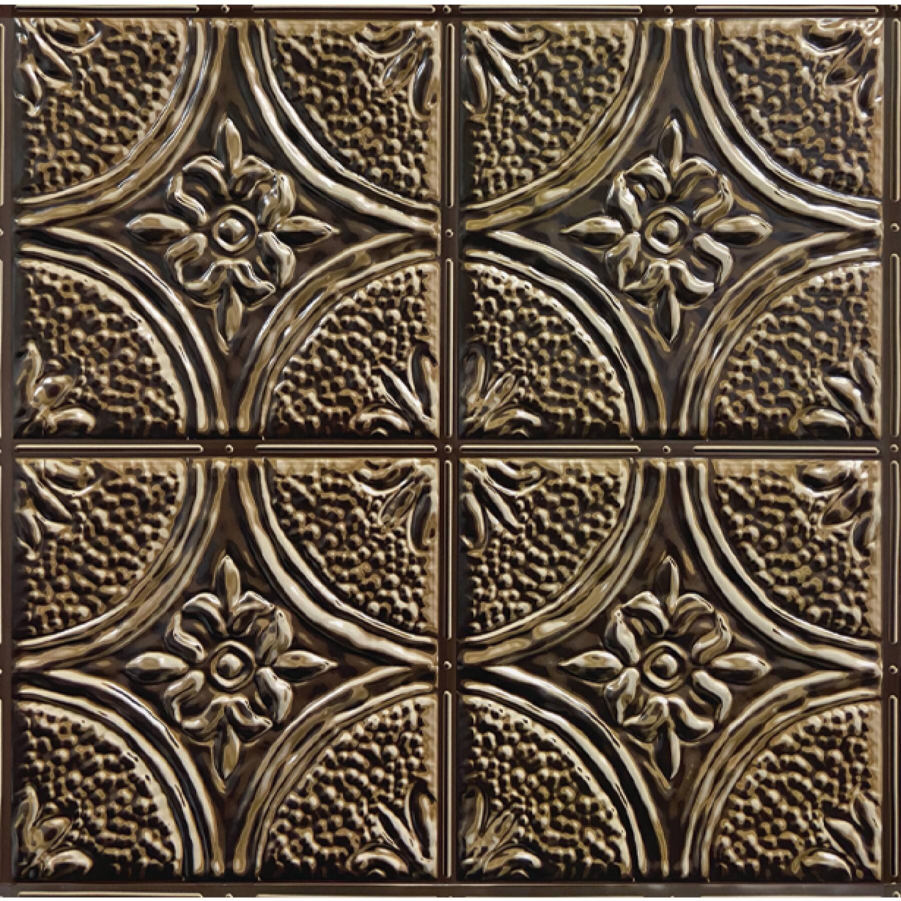 InHome Camden Antique Bronze Tin Peel & Stick Backsplash Tiles
