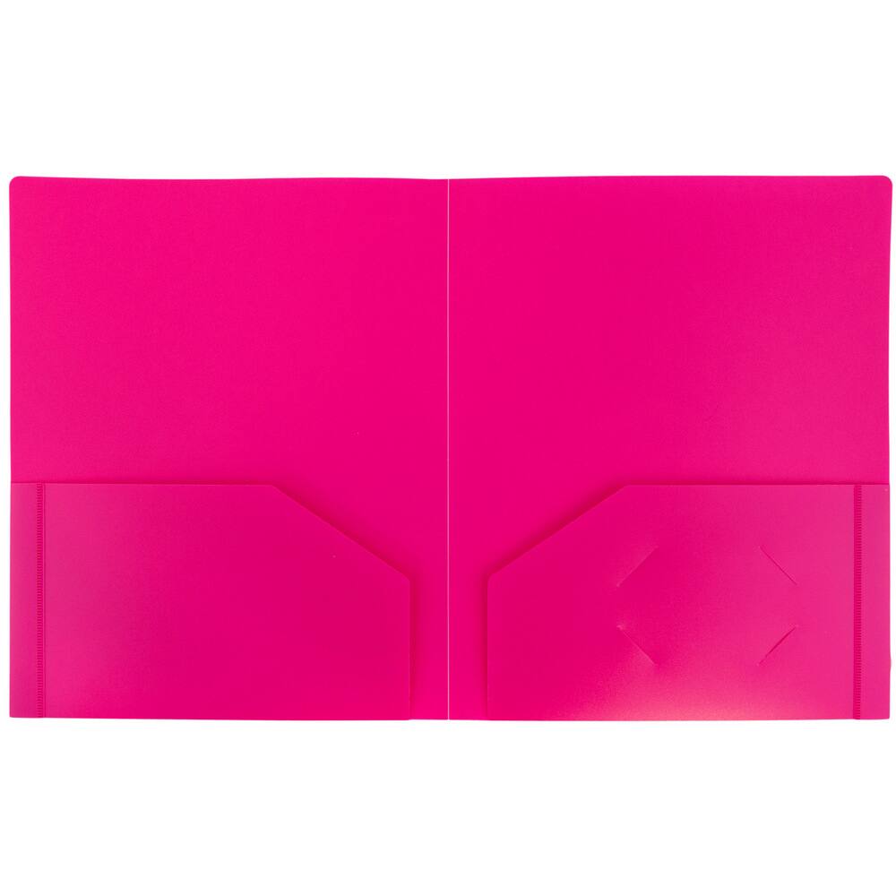 JAM Paper Heavy Duty Plastic 2-Pocket Folders, 6ct.
