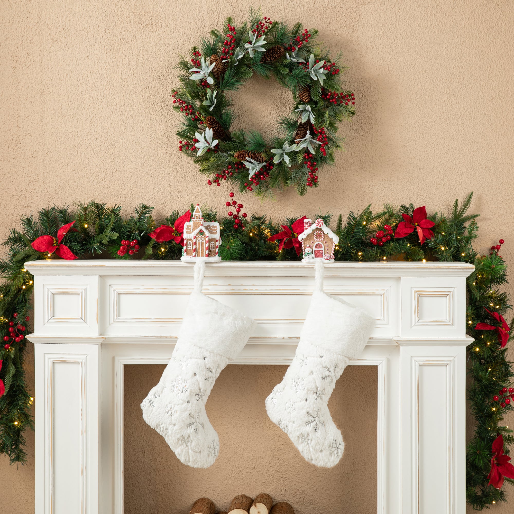 Glitzhome&#xAE; Gingerbread House Stocking Holder Set