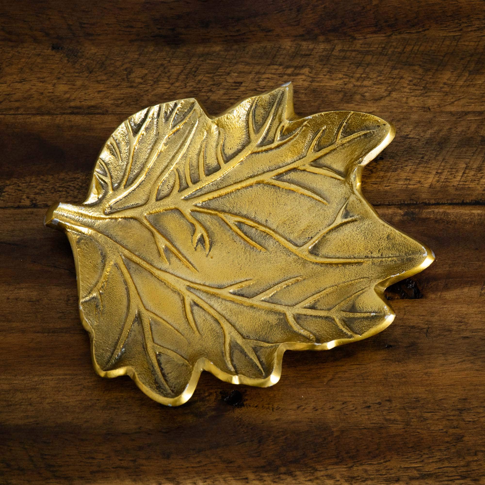 10&#x22; Gold Tree of Life Leaf Decorative Accent Tray