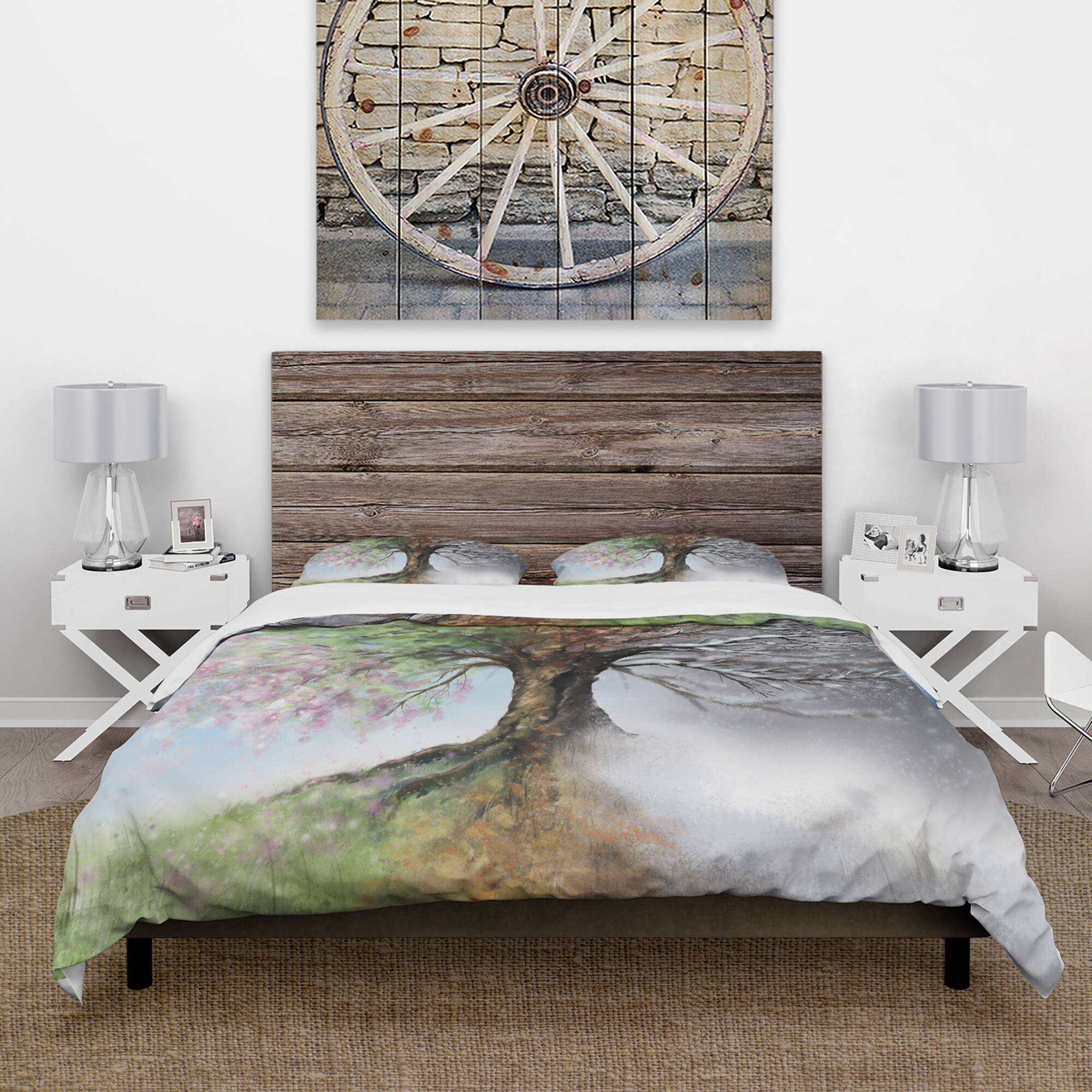 Designart &#x27;Tree with Four Seasons&#x27; Traditional Bedding Set - Duvet Cover &#x26; Shams