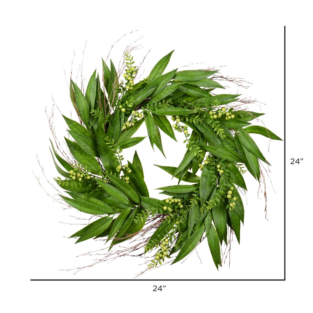 24&#x22; Green Willow Wreath