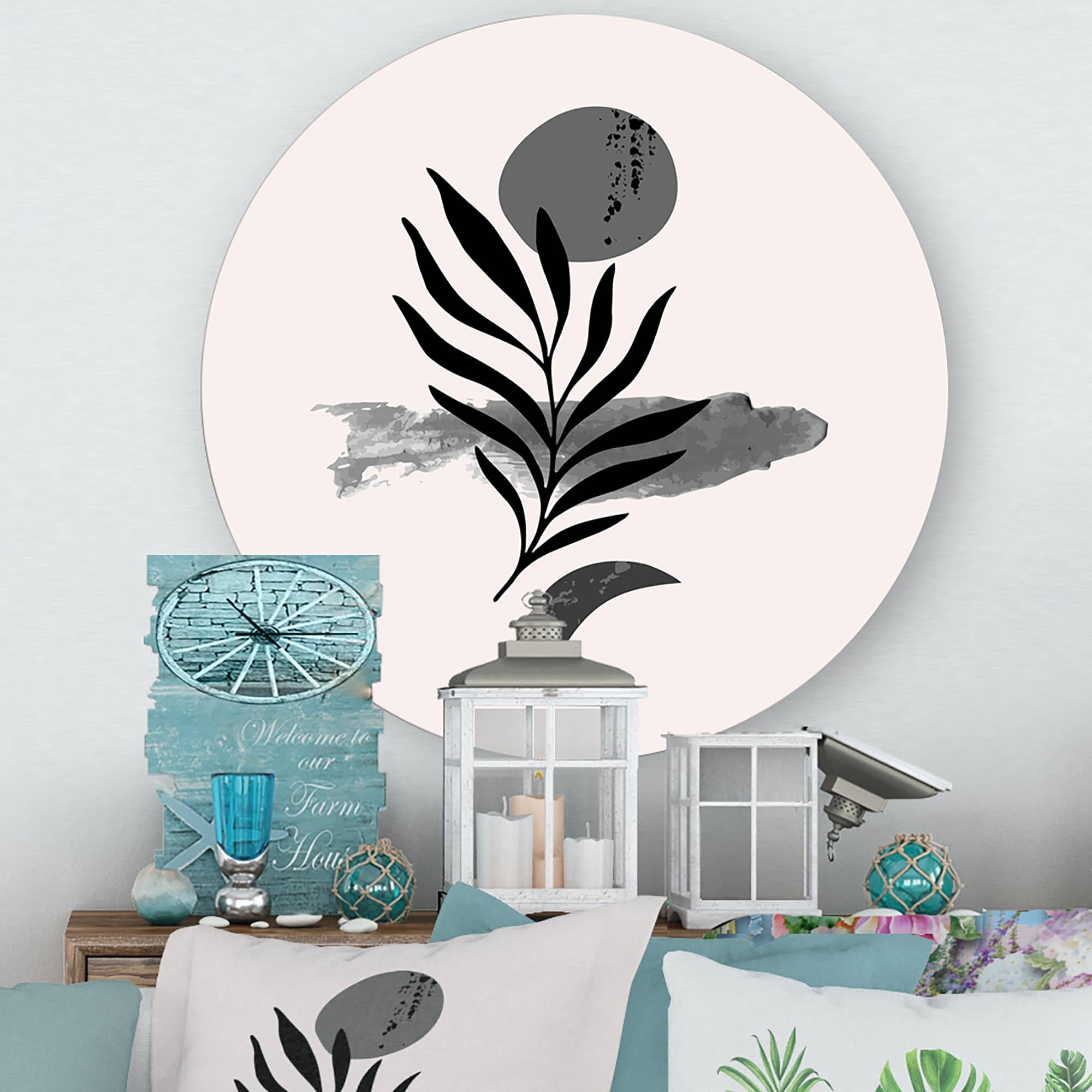 Designart - Abstract Tropical Leaf II - Modern Metal Circle Wall Art