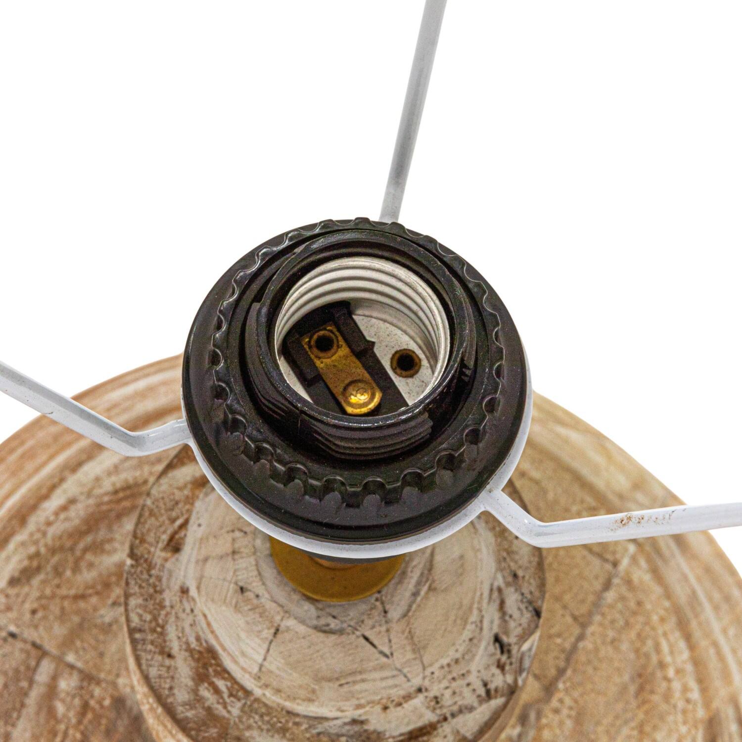 Hello Honey® 18" Whitewashed Reclaimed Wood Pot Table Lamp with Cotton Shade