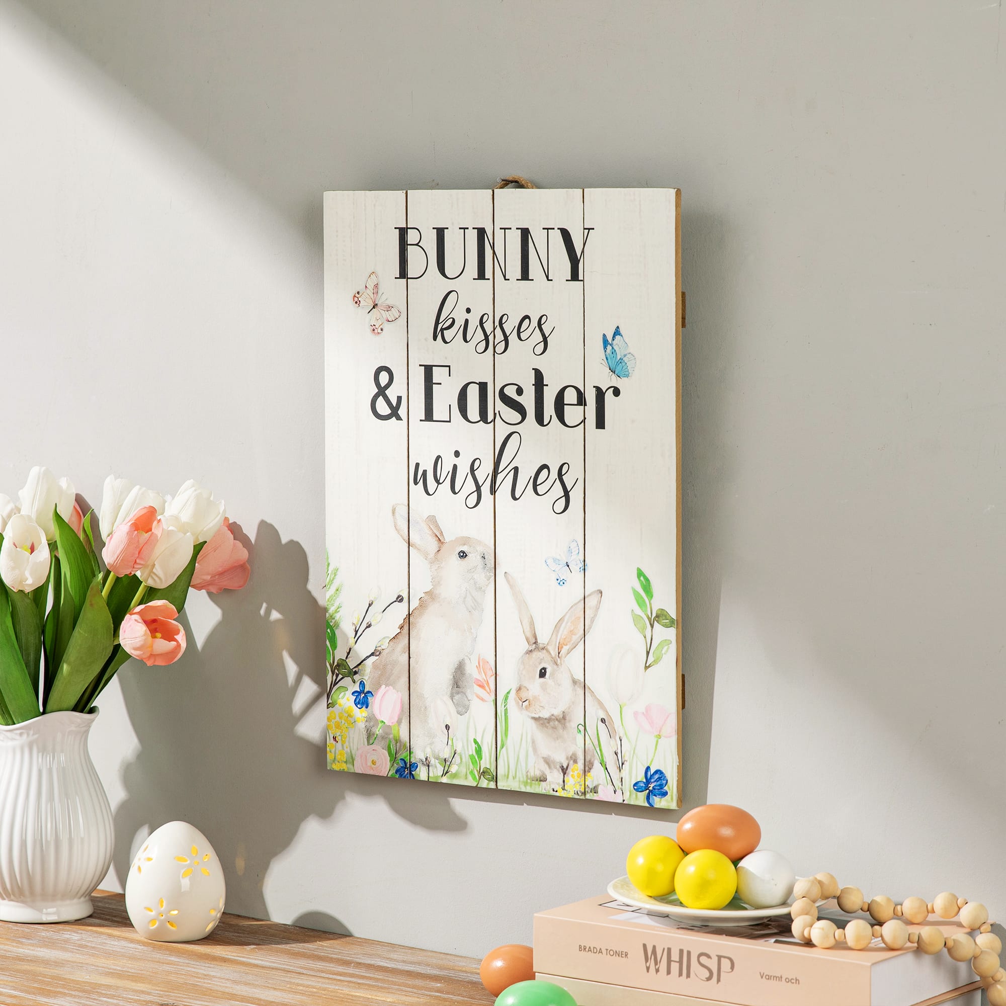 Glitzhome® 18" Easter Wooden Bunny Wall Décor