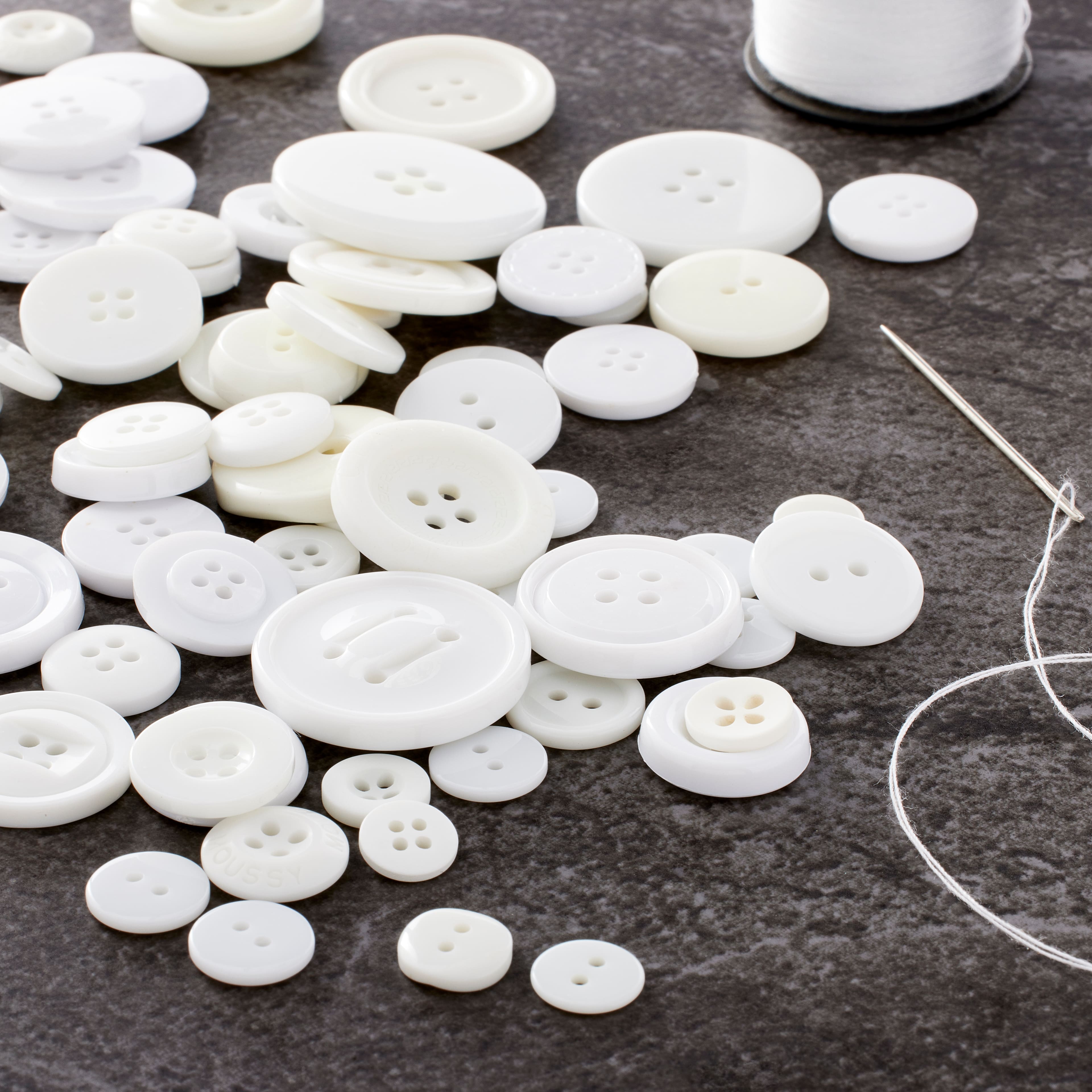 12 Pack: White Buttons Value Pack by Loops & Threads®