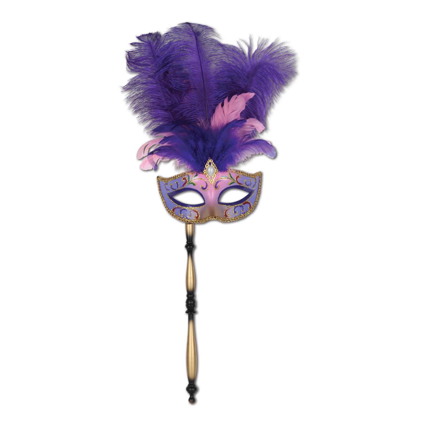 Beistle Purple Feather Costume Mask with Stick