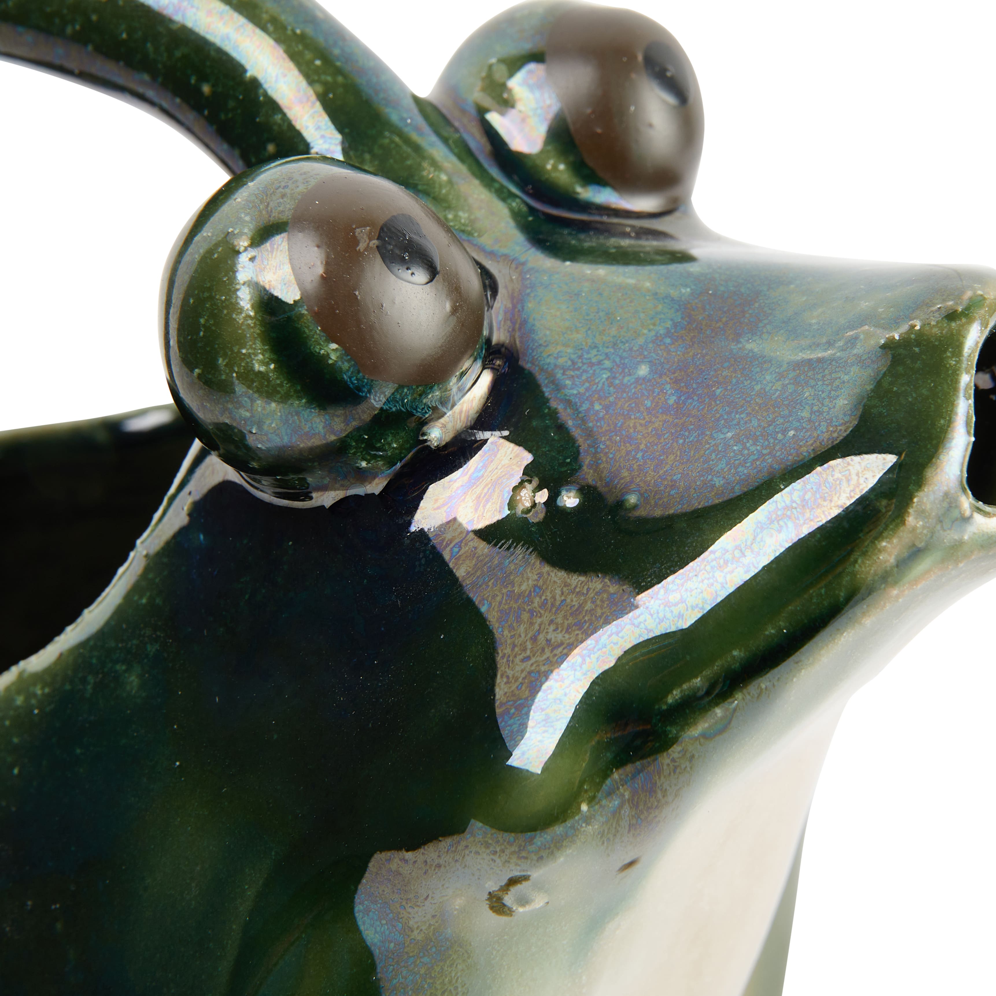 7.5&#x22; Green Stoneware Frog Watering Pitcher