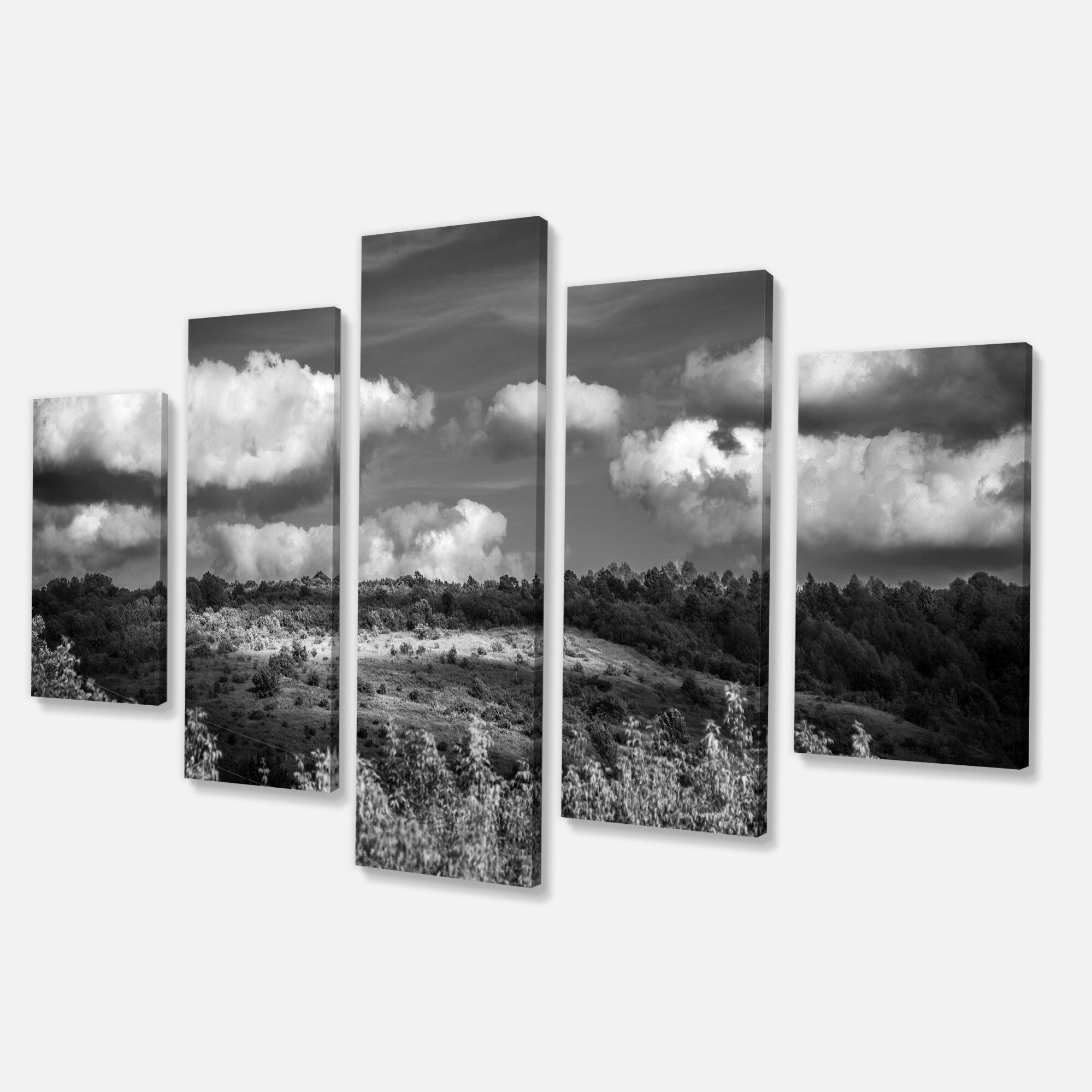 Designart - Green Hills under Cloudy Sky - Extra Large Wall Art Landscape