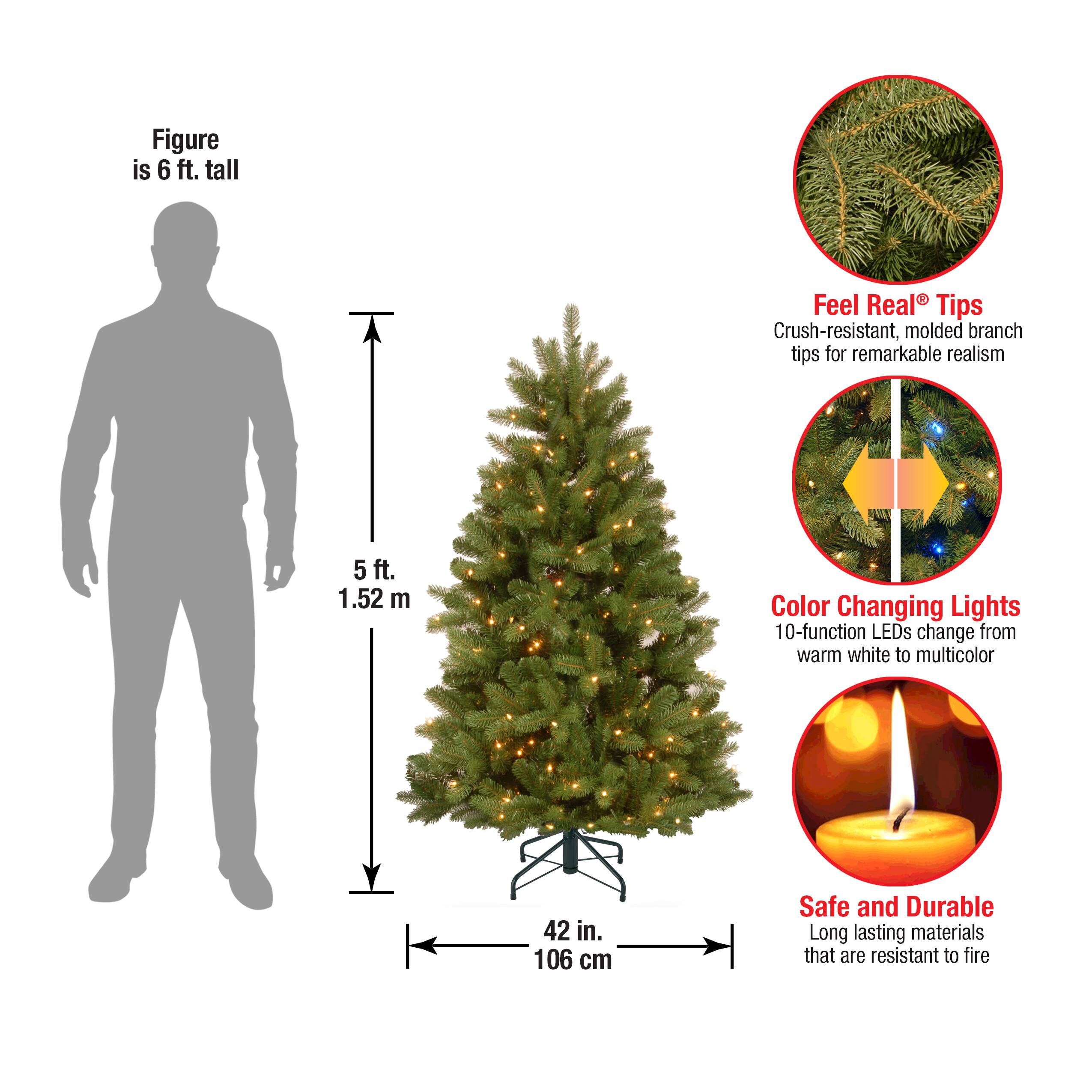 5 ft. Pre-Lit Feel Real&#xAE; Newberry&#xAE; Spruce Hinged Artificial Christmas Tree, Dual Color&#xAE; LED Lights