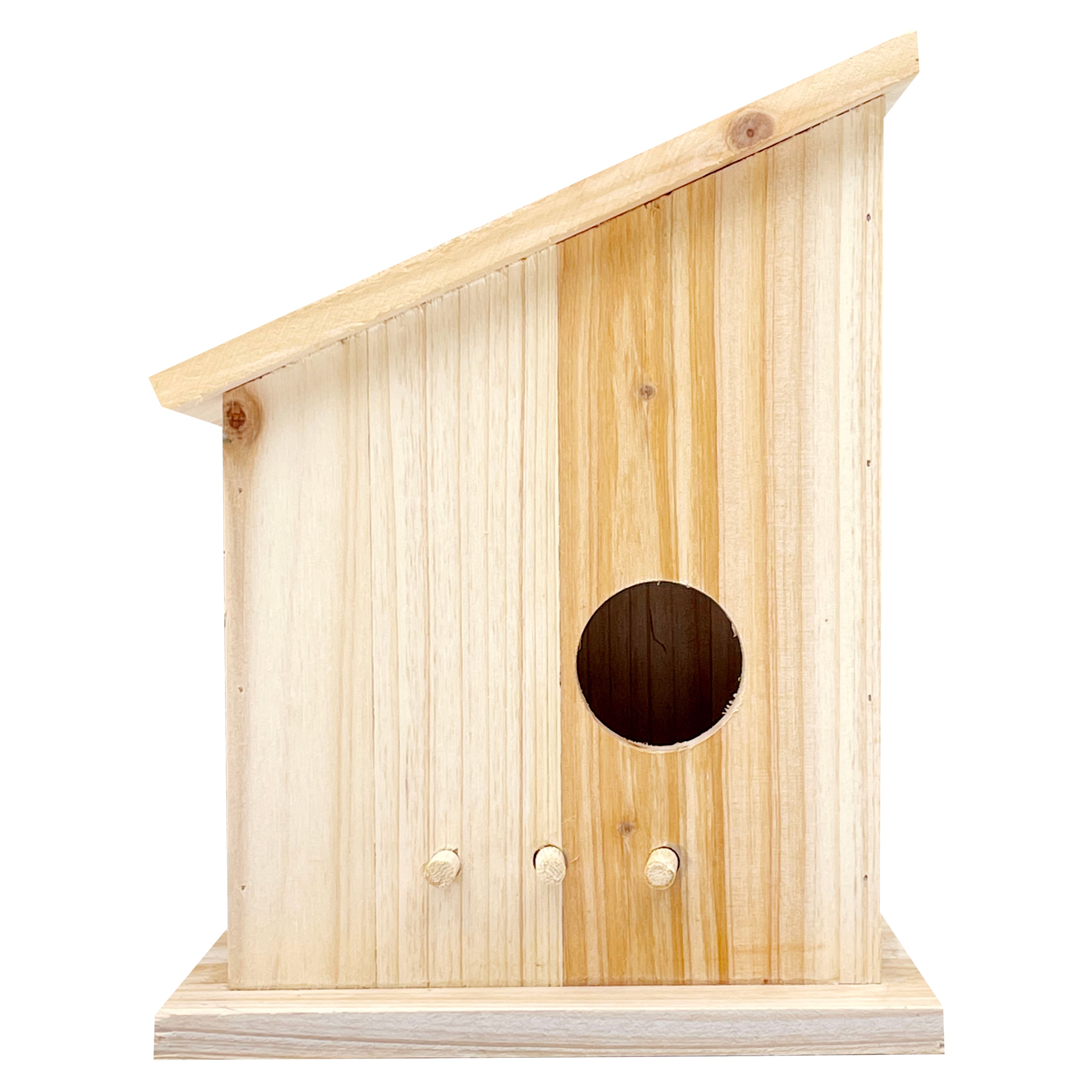 8" Unfinished Wood Modern Side Angle Birdhouse